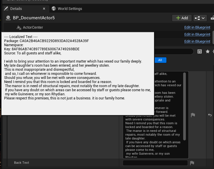 Localization enabled text for letters