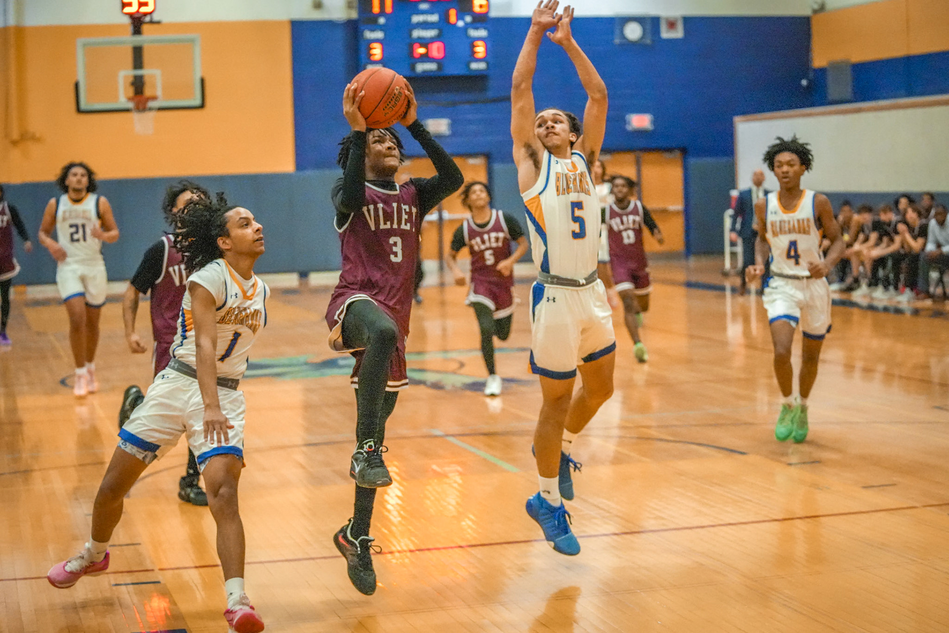 Branden Joyner taking it strong to the basket.
