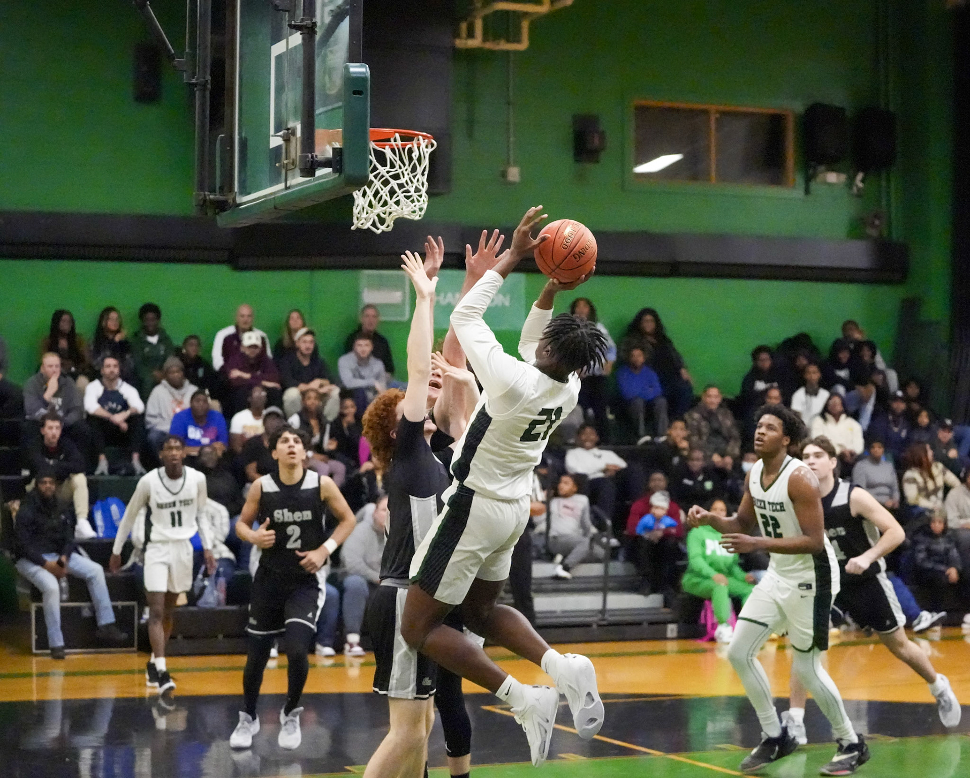 U'Mier Graham making the shot and fouled.