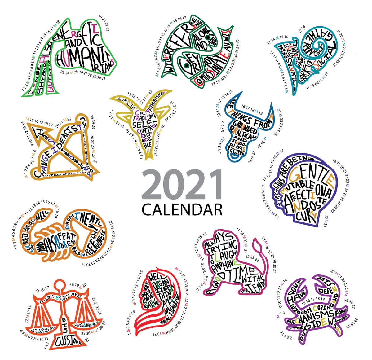 Graphic Design Class Project - Calendar