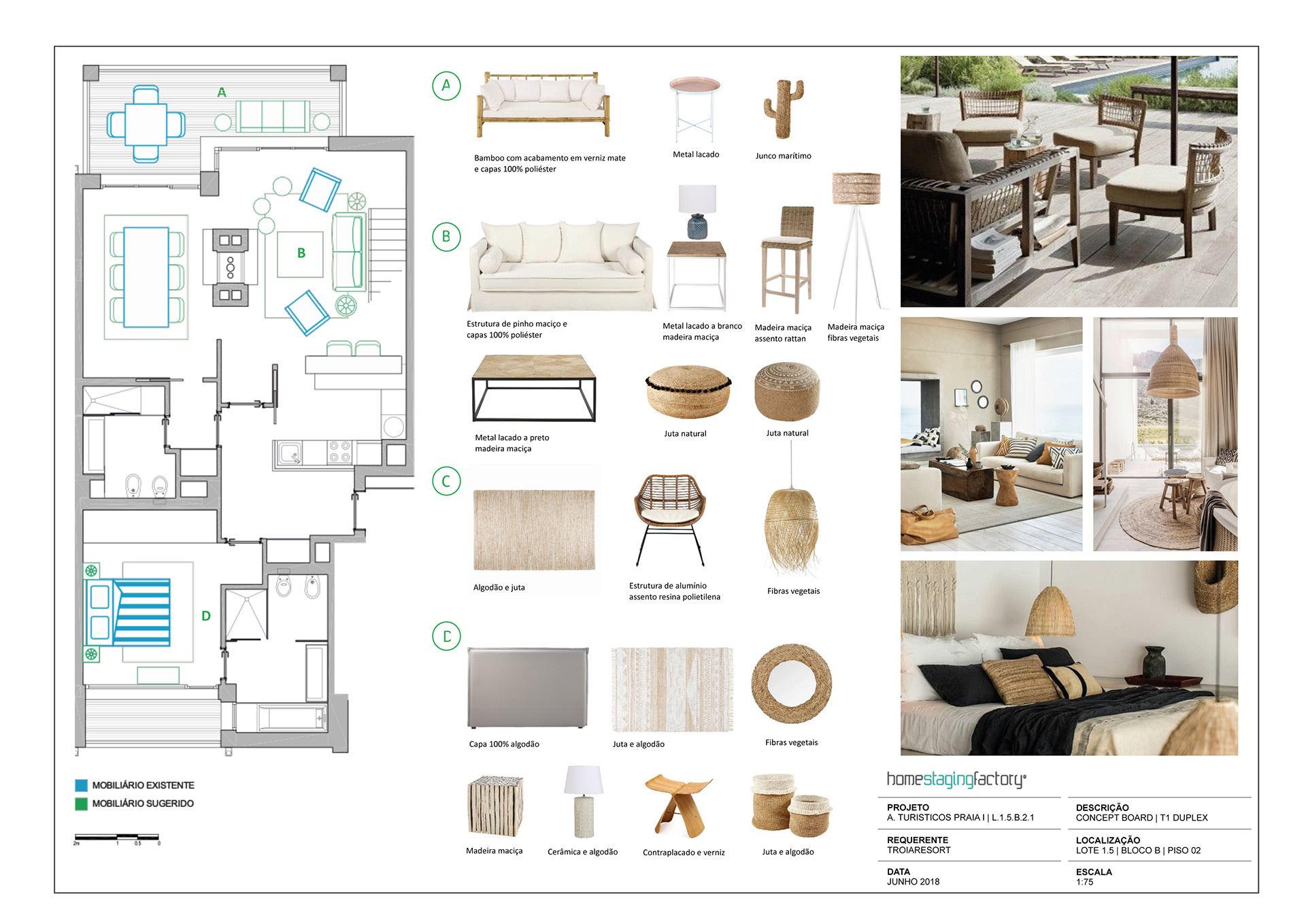 Interior design mood board of Troia resort