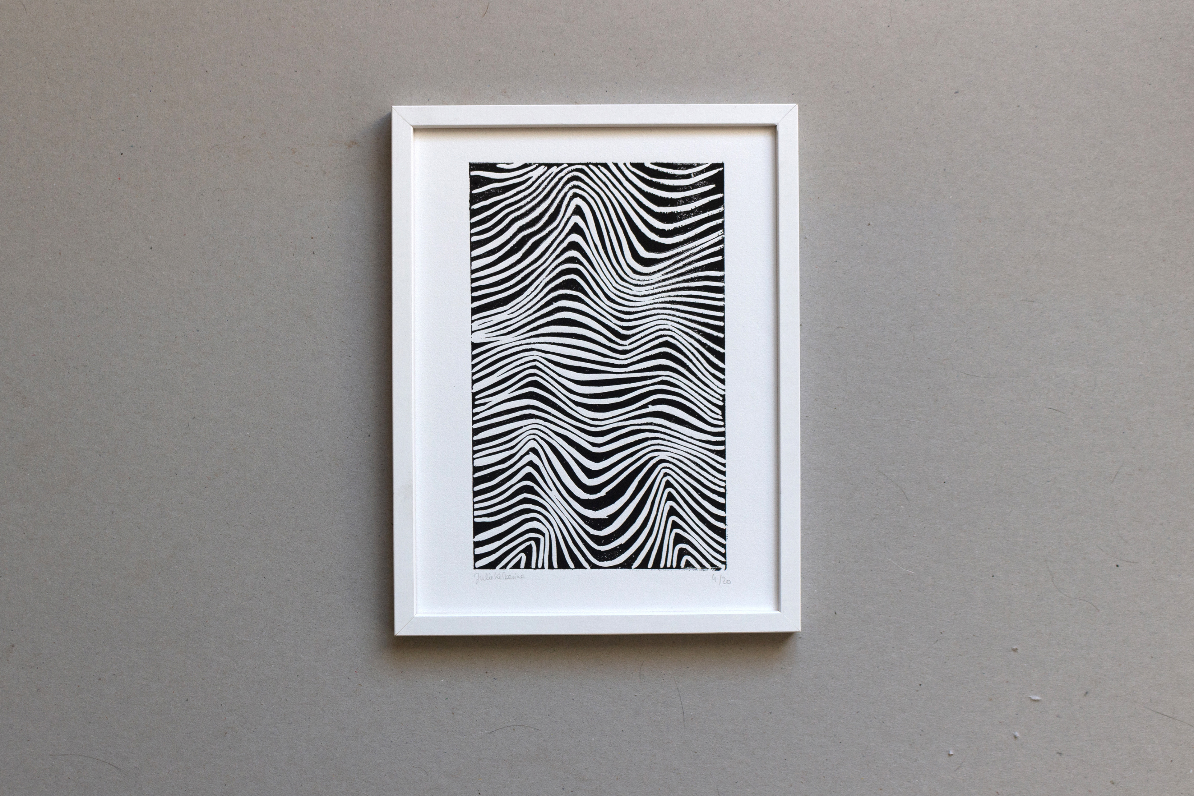 linogravure, ondulations, 18x24 cm