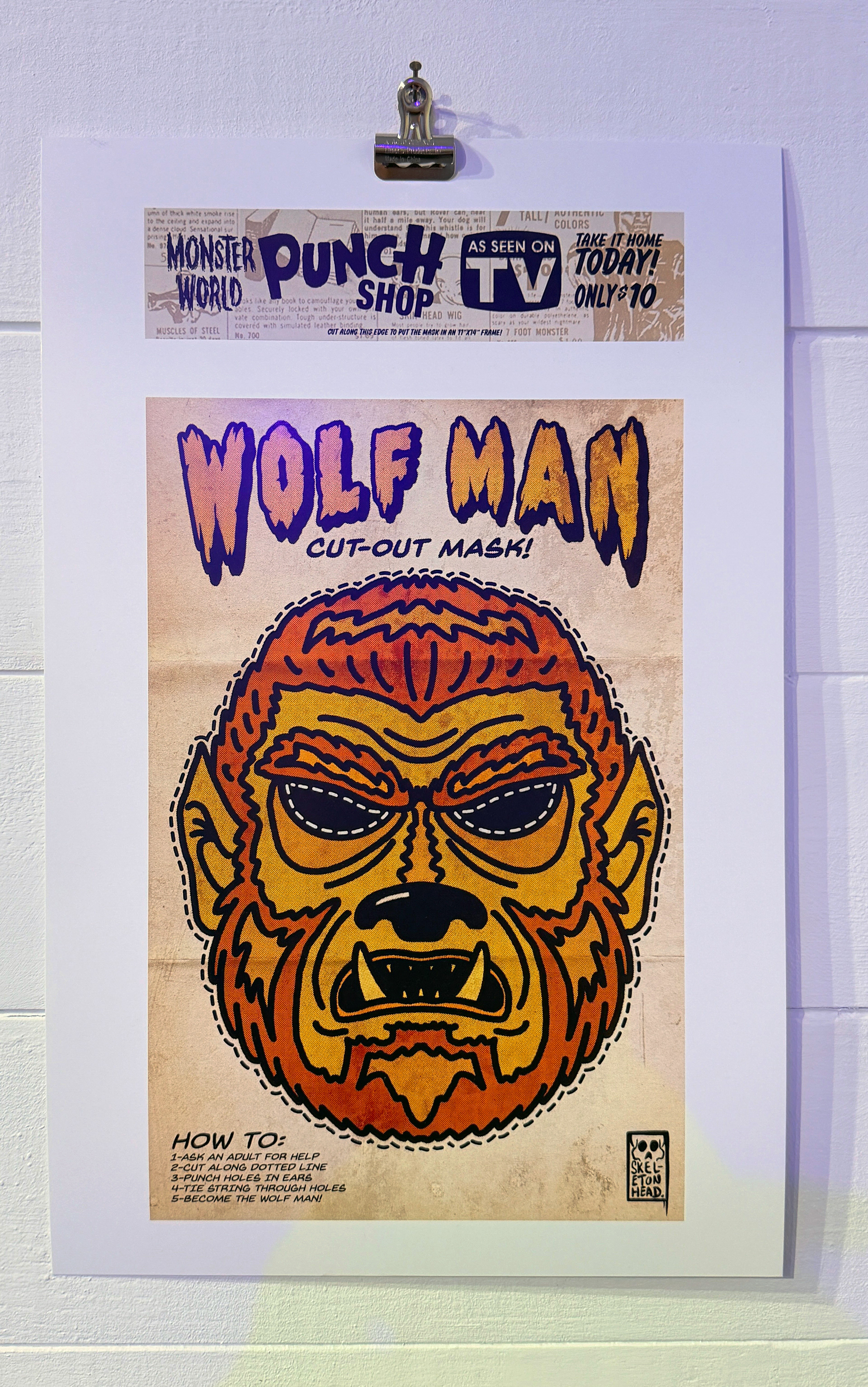 Wolf Man retro halloween mask