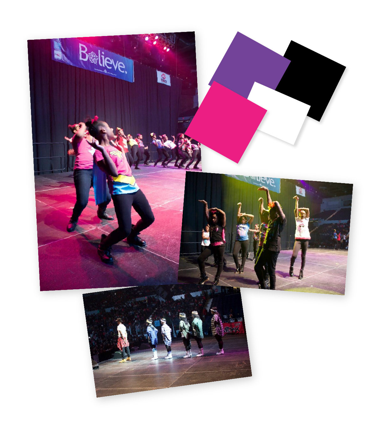 Youth Steppers at the 2024 WDKX Step Jam, and the selected color palette for the Loud House team