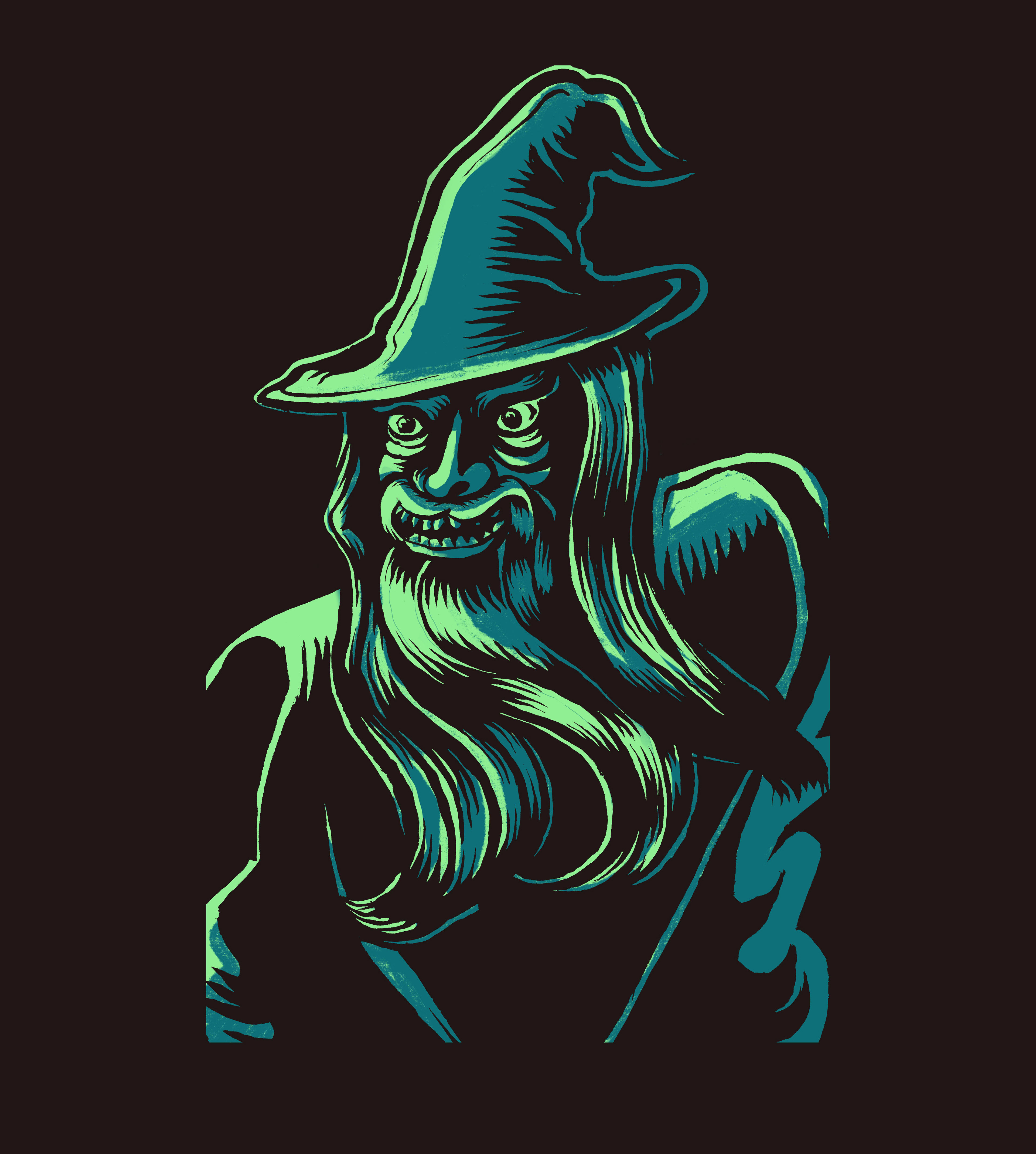 The old, reliable, evil wizard - Pentel brush pen with digital color