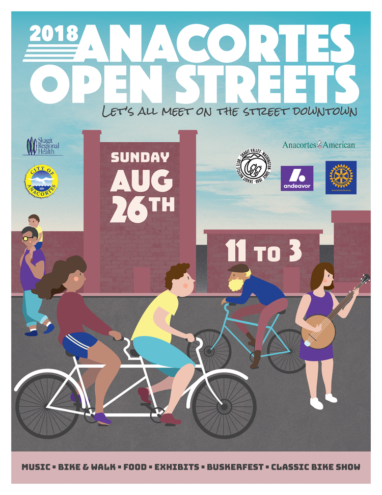 Poster for a festival in Anacortes, WA with digitally illustrated elements