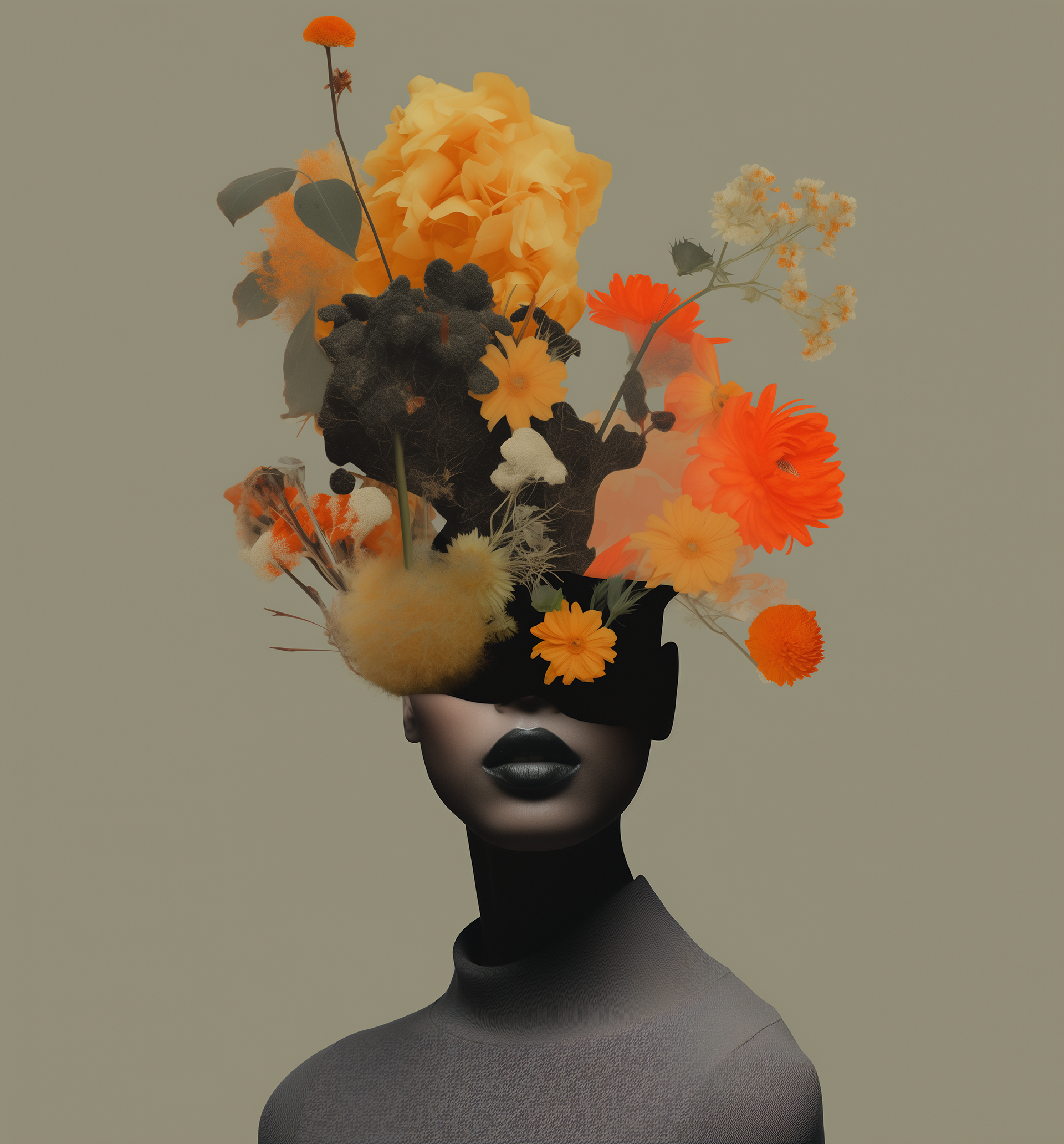 Botanical fine art portrait in orange hues