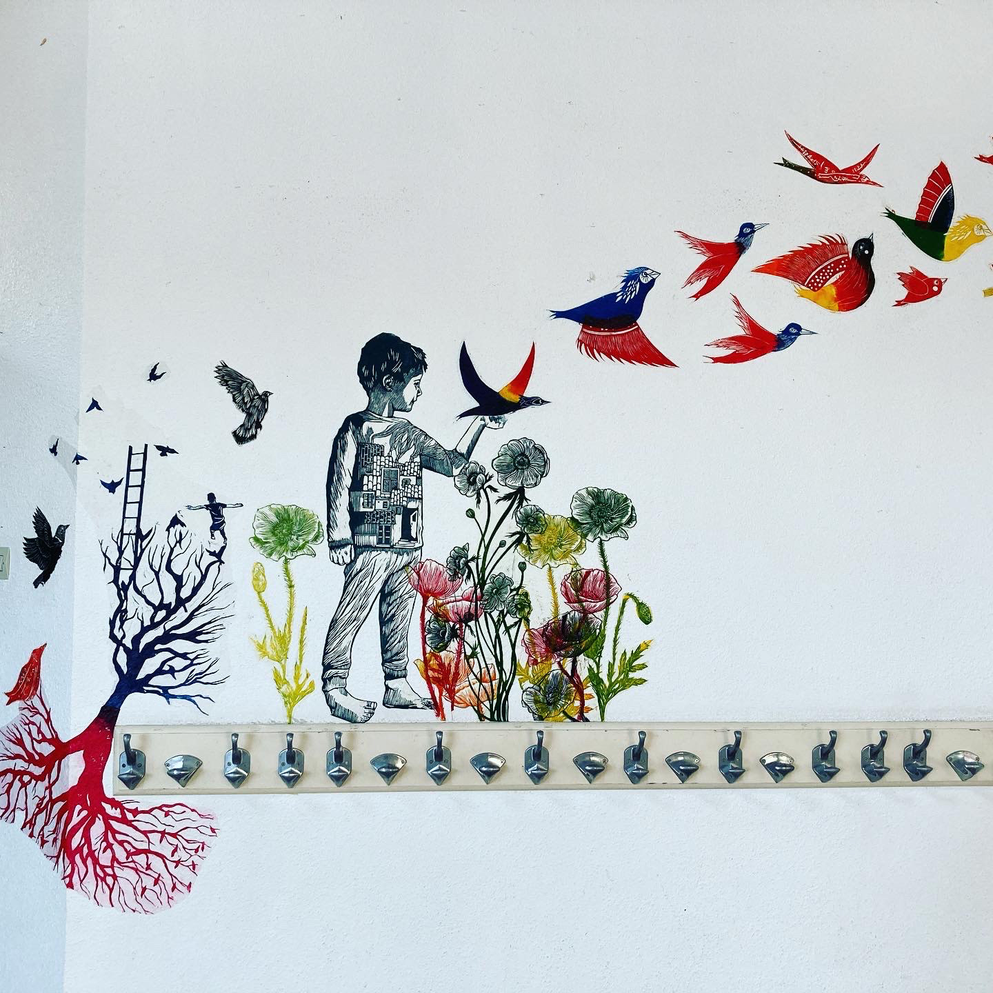 Fresque Comme une nuée, École Pagnol Vallauris, Novembre 2020