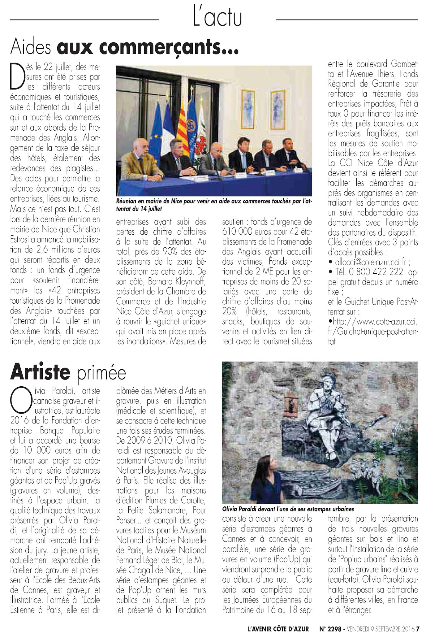 Avenir-cote-d-azur-9-9-2016 Artiste primée