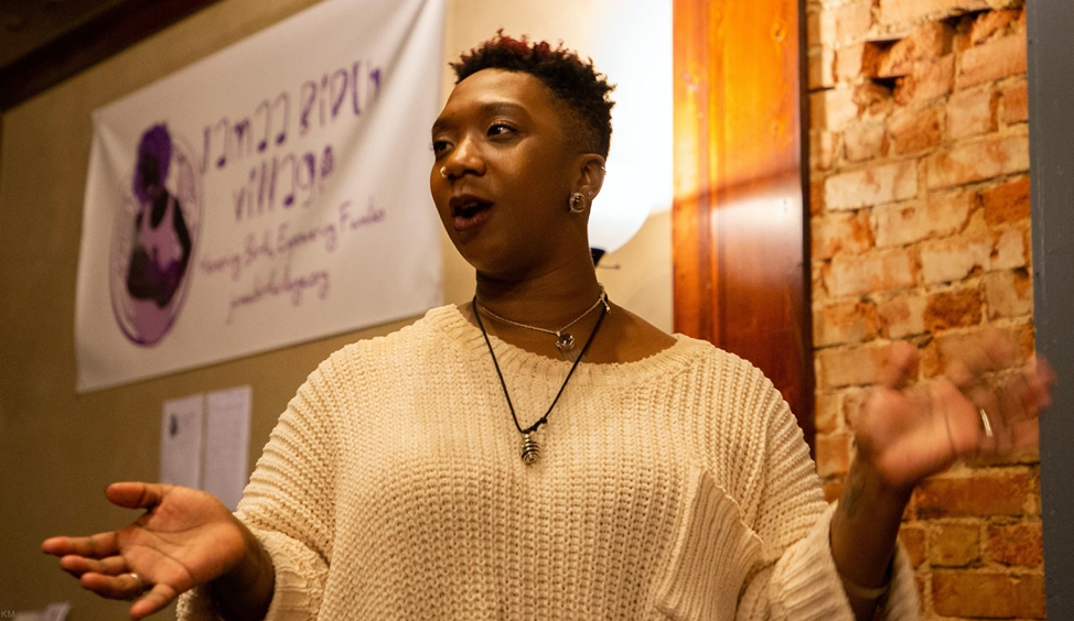 Brittany Kellman explains why she began her organization, Jamaa Birth Village, in Ferguson, Mo., Monday, Nov. 4, 2019. “I was a teen mom, pregnant at 13, had my first son at 14, and I got treated like crap in the hospital...So all that really pissed me off me, man. But it encouraged me to study and learn more about alternatives,” she said. “I started Jamaa out of my home, which is here in Ferguson, about two minutes away from here.”