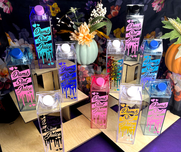 Dumb Slut Juice bottles