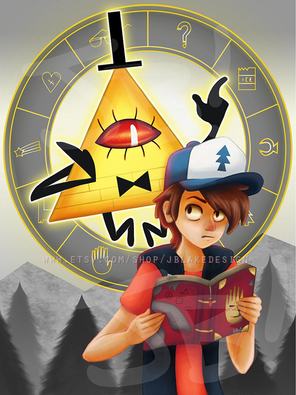 Bill Cipher & Dipper- Gravity Falls print