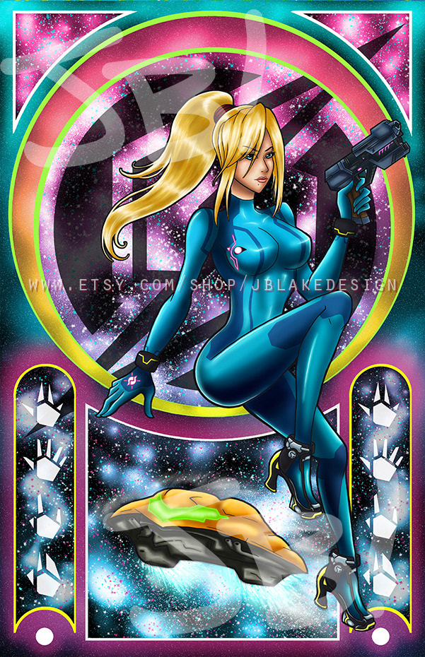 Zero Suit Samus- Metroid print (Art Nouveau style)