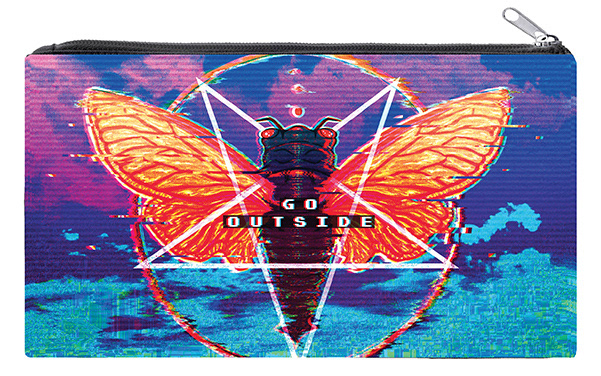 Waterproof fabric zipper pouches- Cicada Vaporwave Glitch