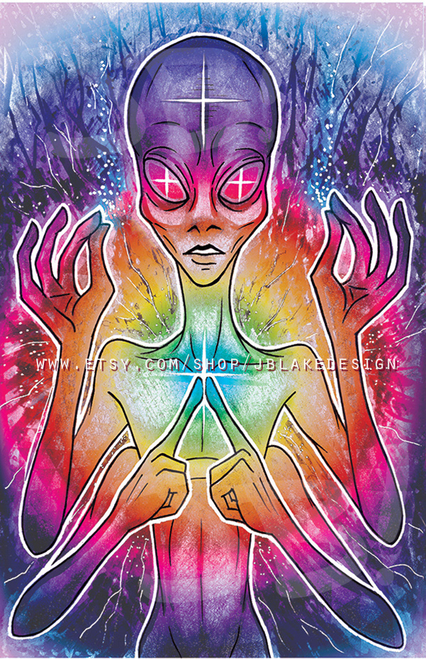 Holographic Alien Nirvana original art.