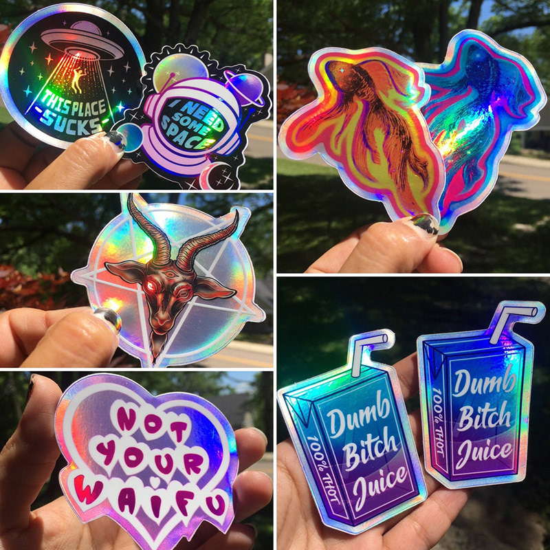 Original art vinyl stickers based on space, nature, and memes
