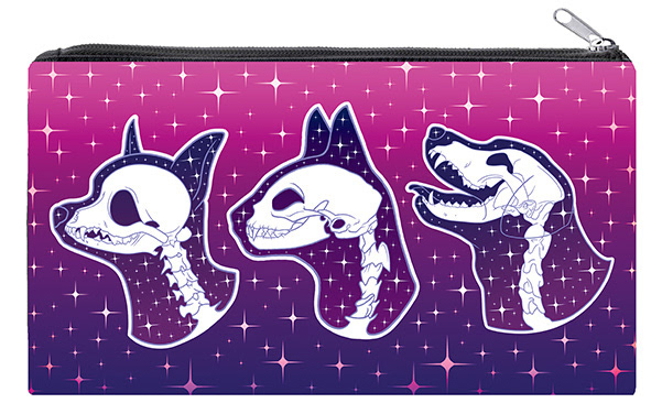 Waterproof fabric zipper pouches- Skeleton Pets