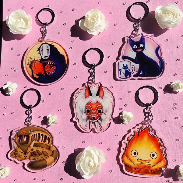 Ghibli double sided charms- No Face, Jiji, San, Catbus, and Calcifer. More Ghibli charms in production.