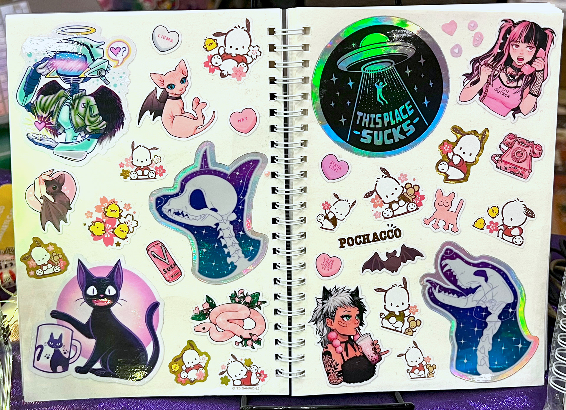 Full page spread example showing how to decorate the inside of a sticker album