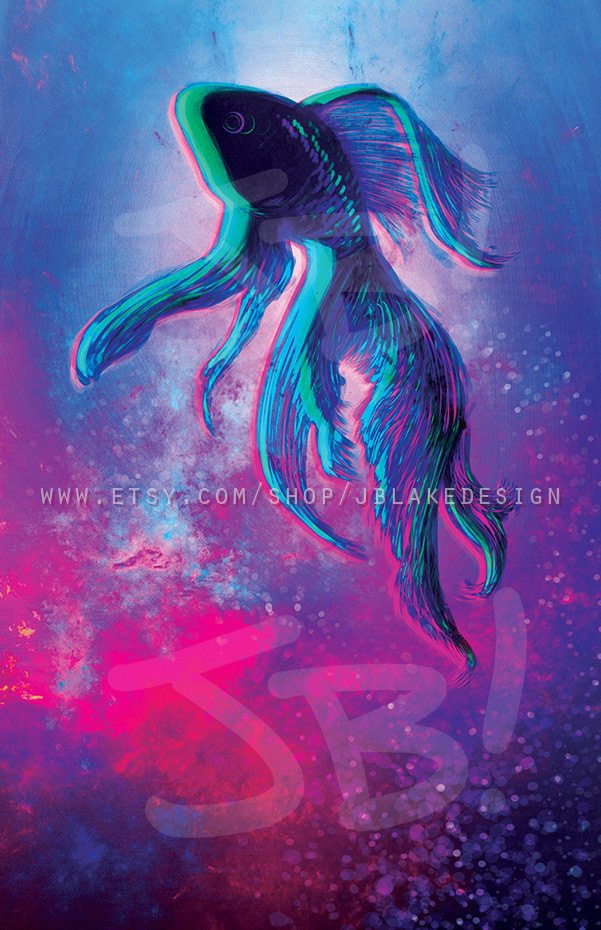 Holographic Galaxy Betta Fish original art. This is my main graphic for my Business Identity