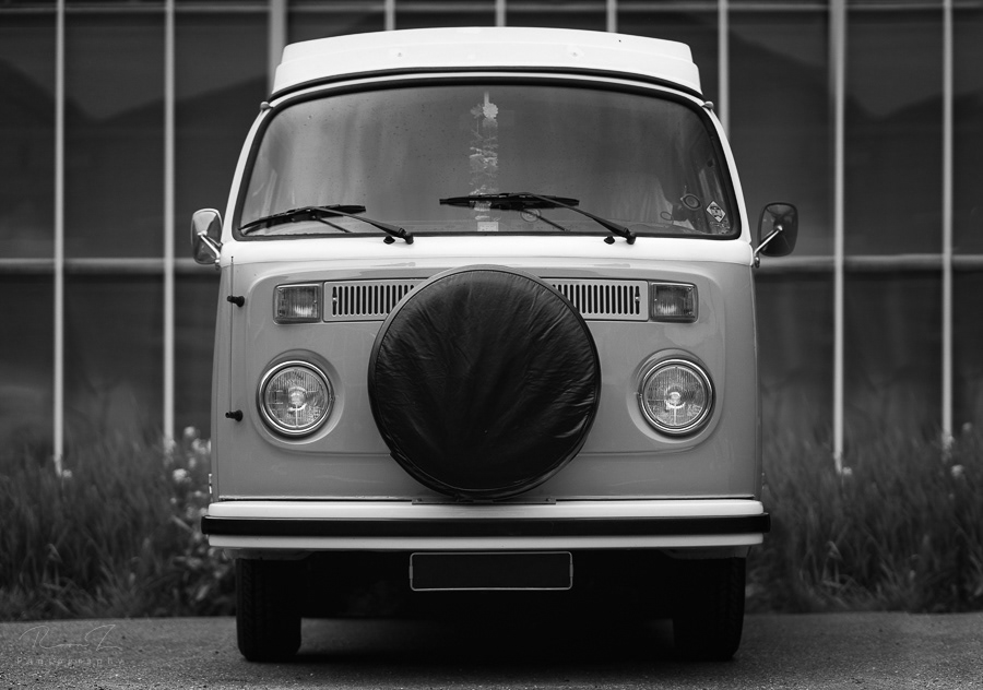 zwart wit foto volkswagen t2 / transporter 2