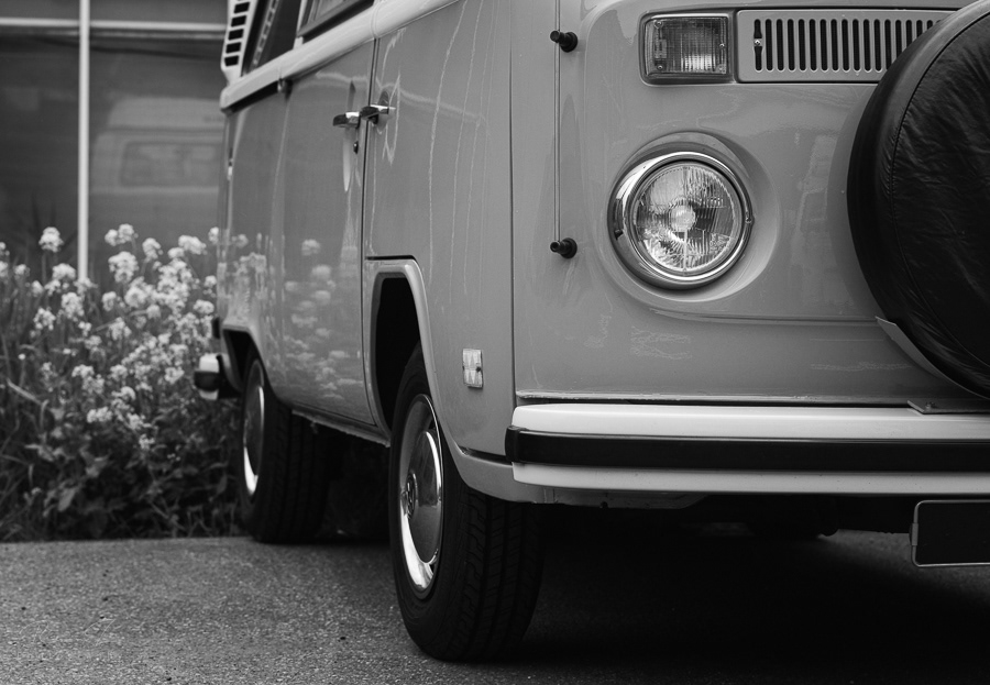 zwart wit foto volkswagen t2 / transporter 2