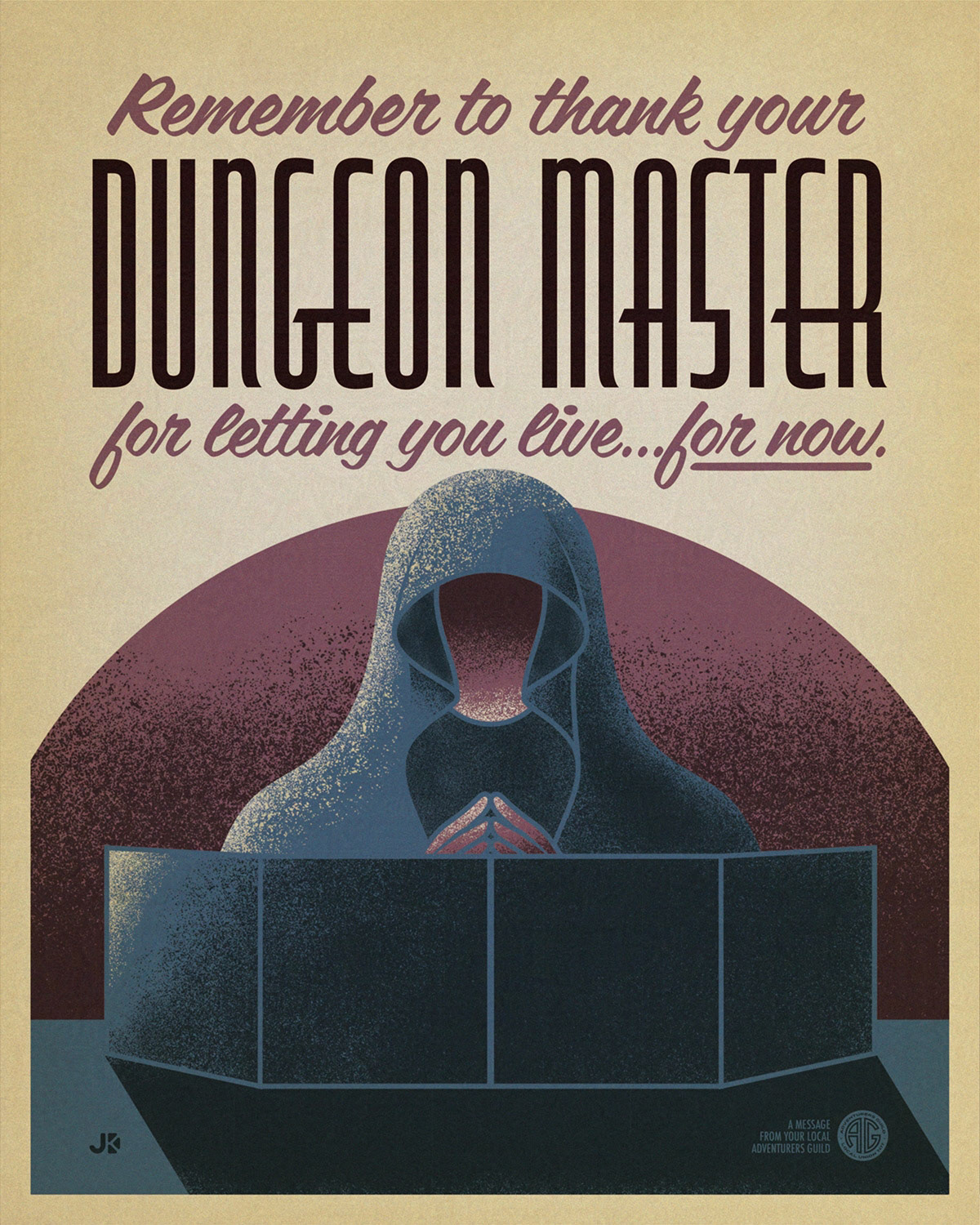 Part of an ongoing D&D themed series, inspired by WPA posters. Created as a gift