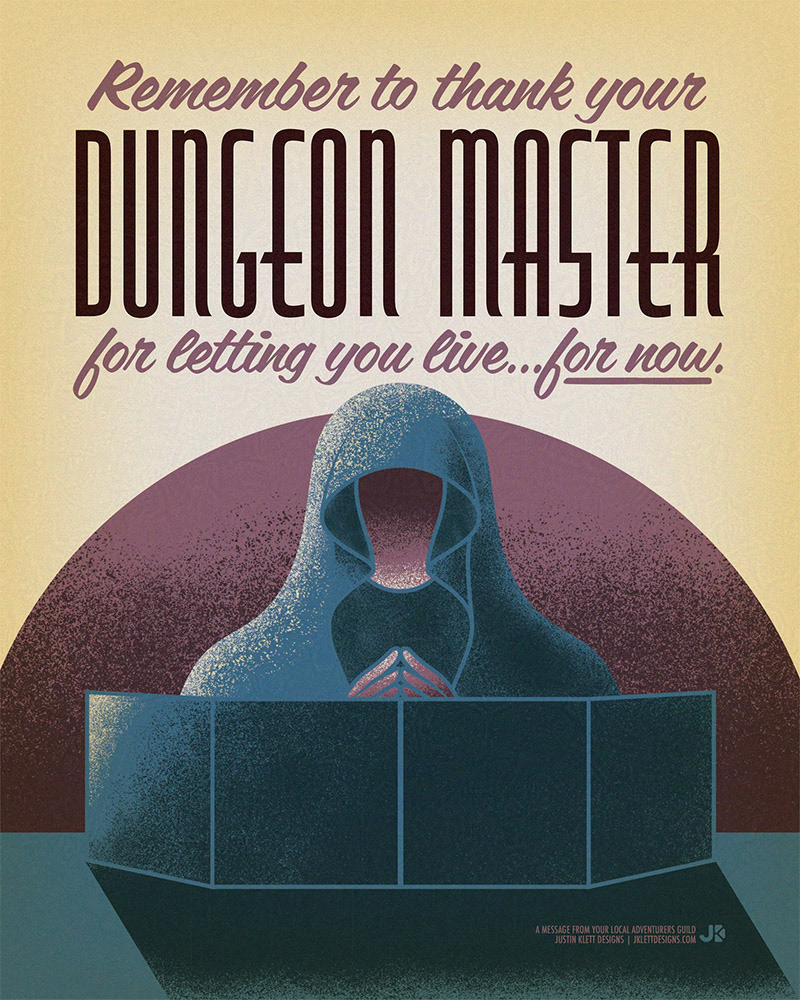 Part of an ongoing D&D themed series, inspired by WPA posters. Created as a gift