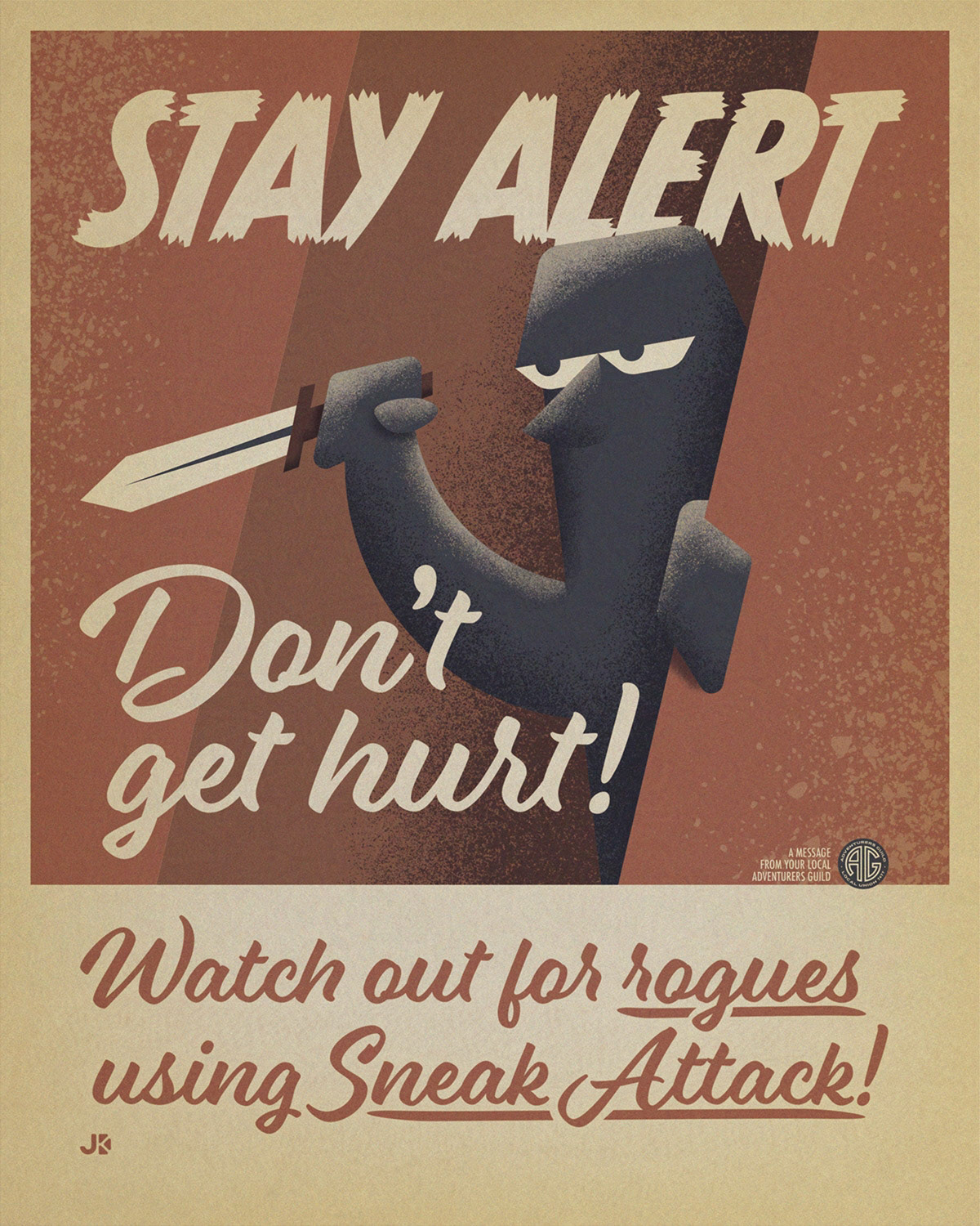 Part of an ongoing D&D themed series, inspired by WPA posters. Created as a gift