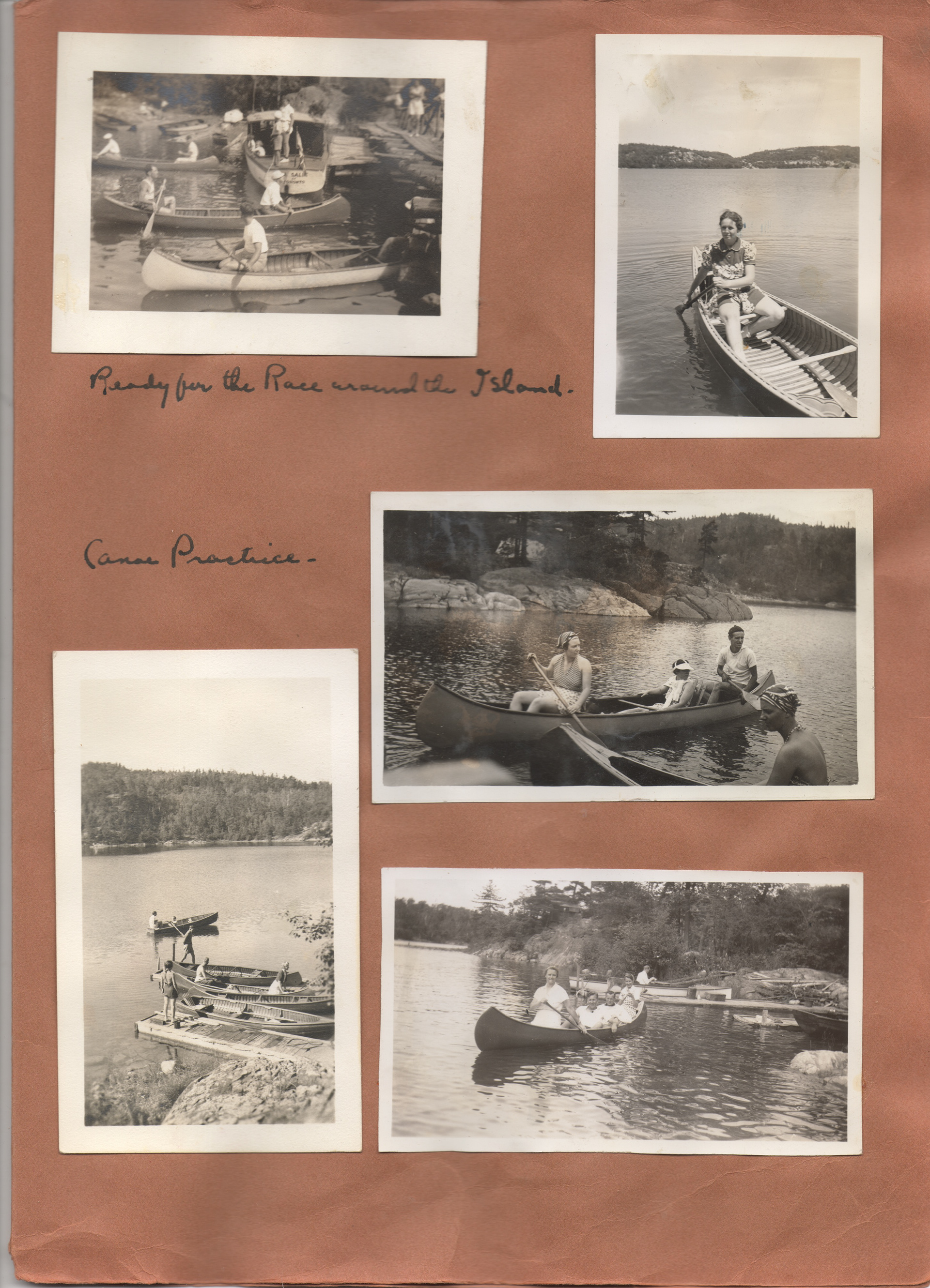 Canoe practice from the Killarney Mountain Camp , Baie Fine, scrapbook - 1930s. - Stuart Cork