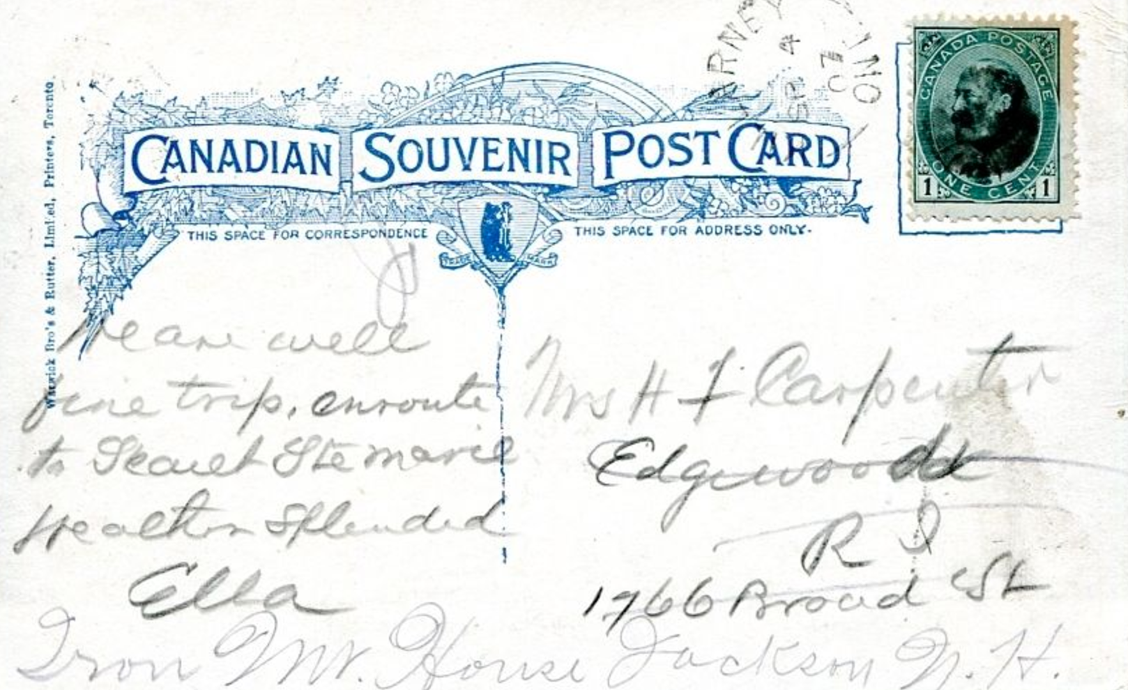 1907 in Killarney enroute to Sault Ste Marie