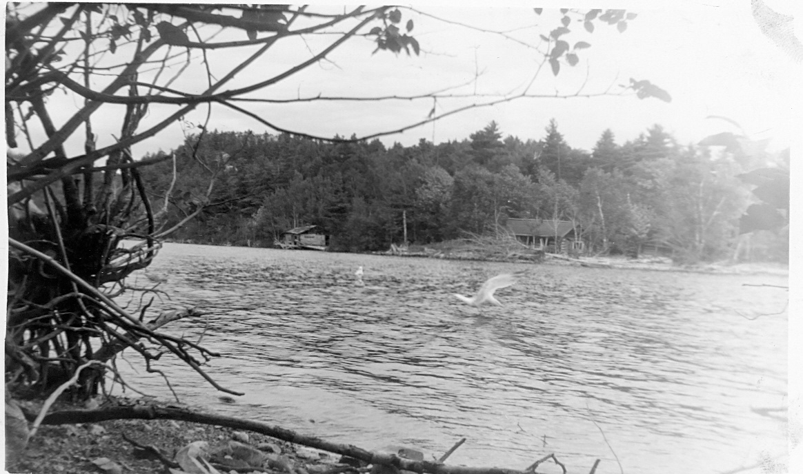 Looking across the channel from Willisville Docks at Kinsman Camp circa 1940