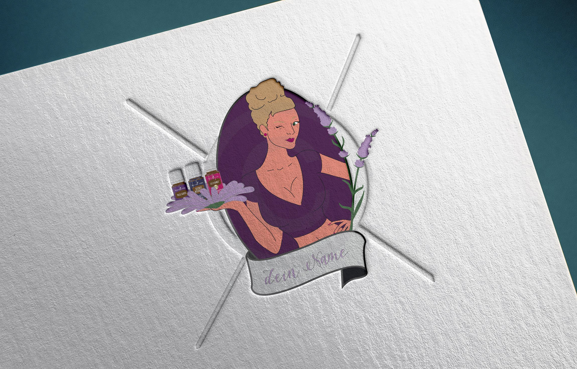 personalisiertes Pin-Up Girl, Farben sowie servierte Objekte austauschbar