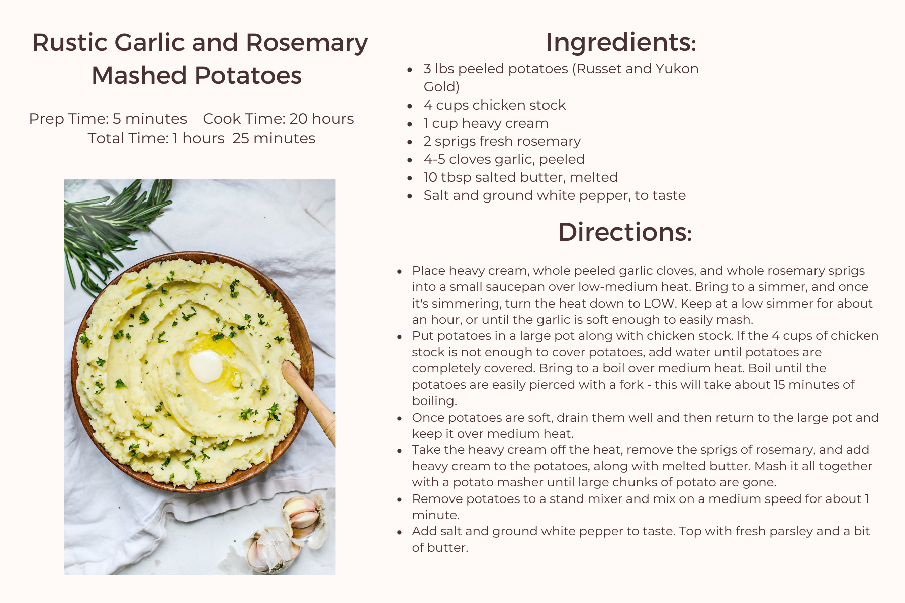 Recipe card (front)