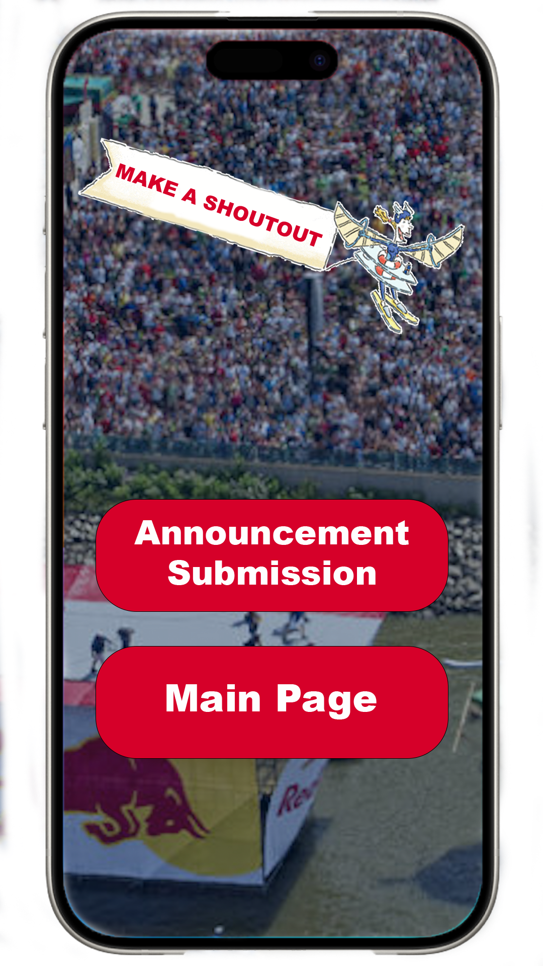 App mockup announcement page