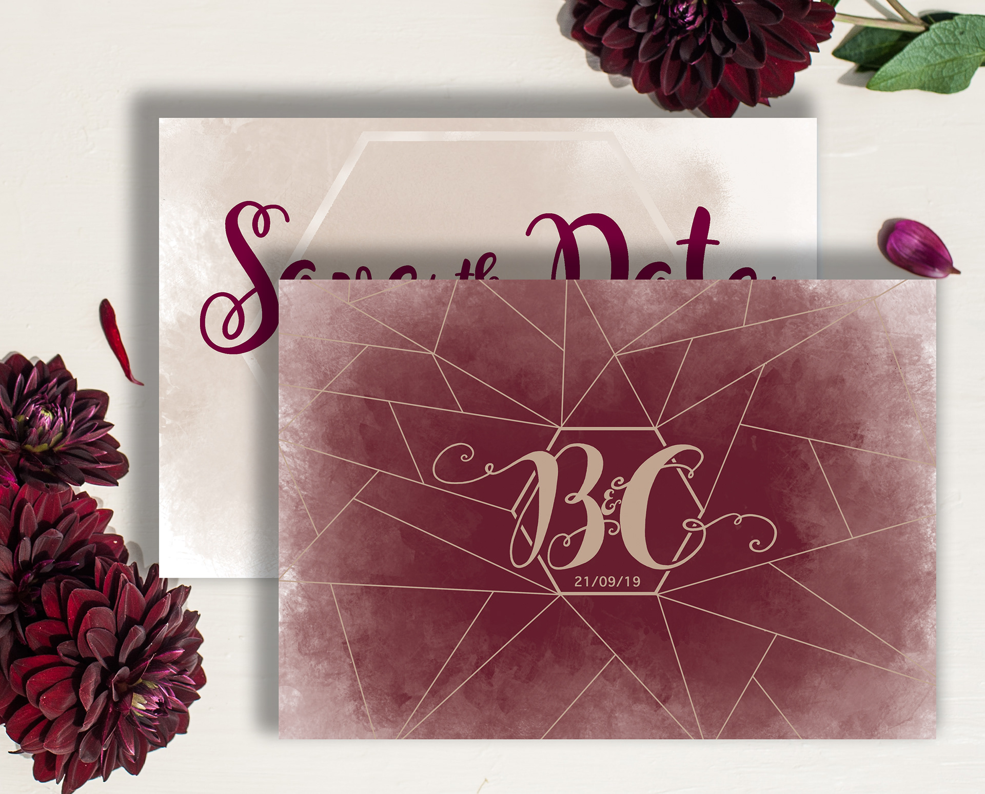 Save the Date Back with personal monogram