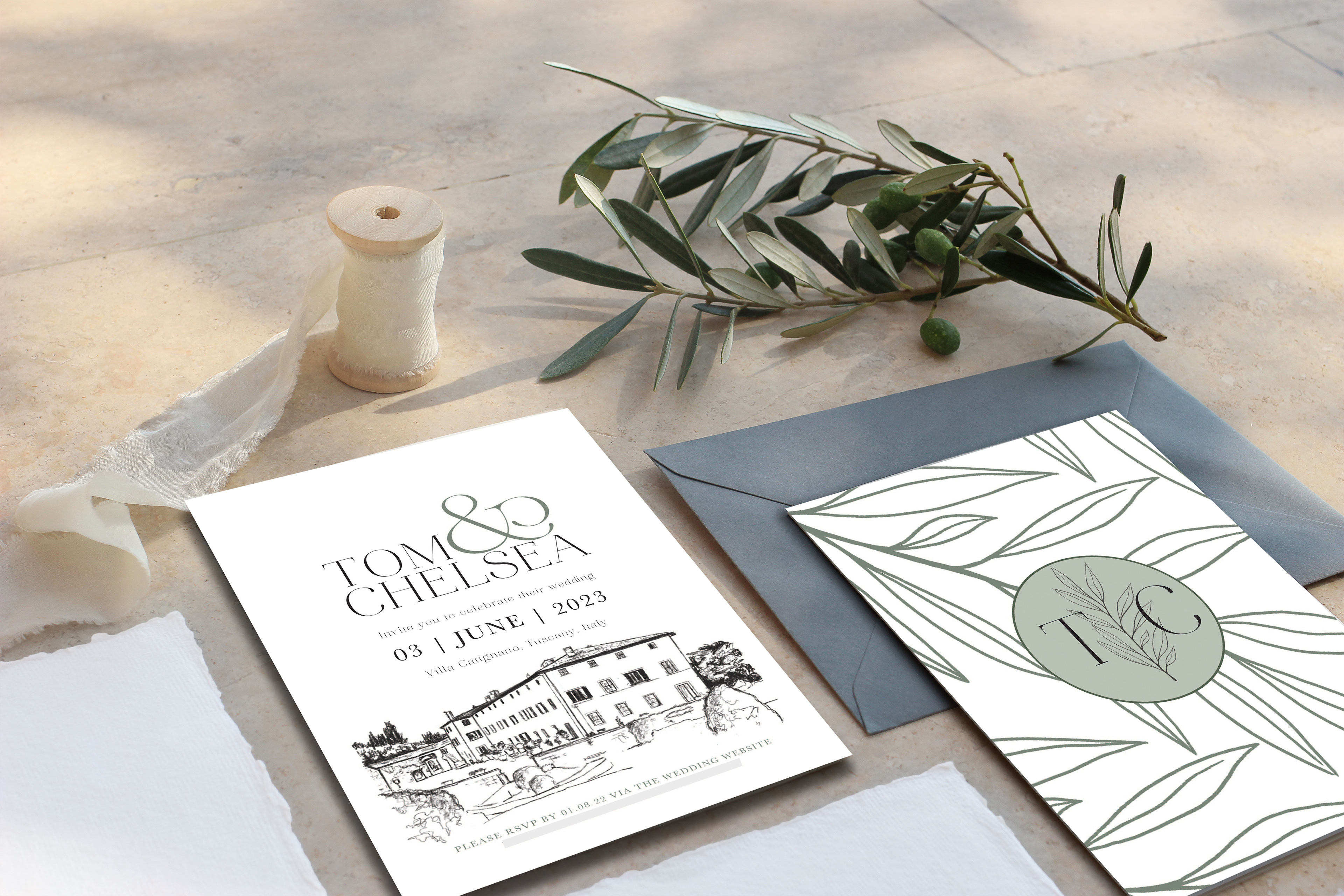INVITE FRONT & BACK WITH MONOGRAM