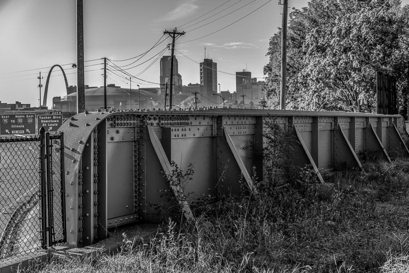 A view from the Trestle, an abandoned, but historic and elevated 1.5 mile segment of rail line in Old North St. Louis and a part of The Great Rivers Greenway.  At one point, plans were to transform the Trestle into an urban park and greenway. Whether that actually happens is yet to be determined.