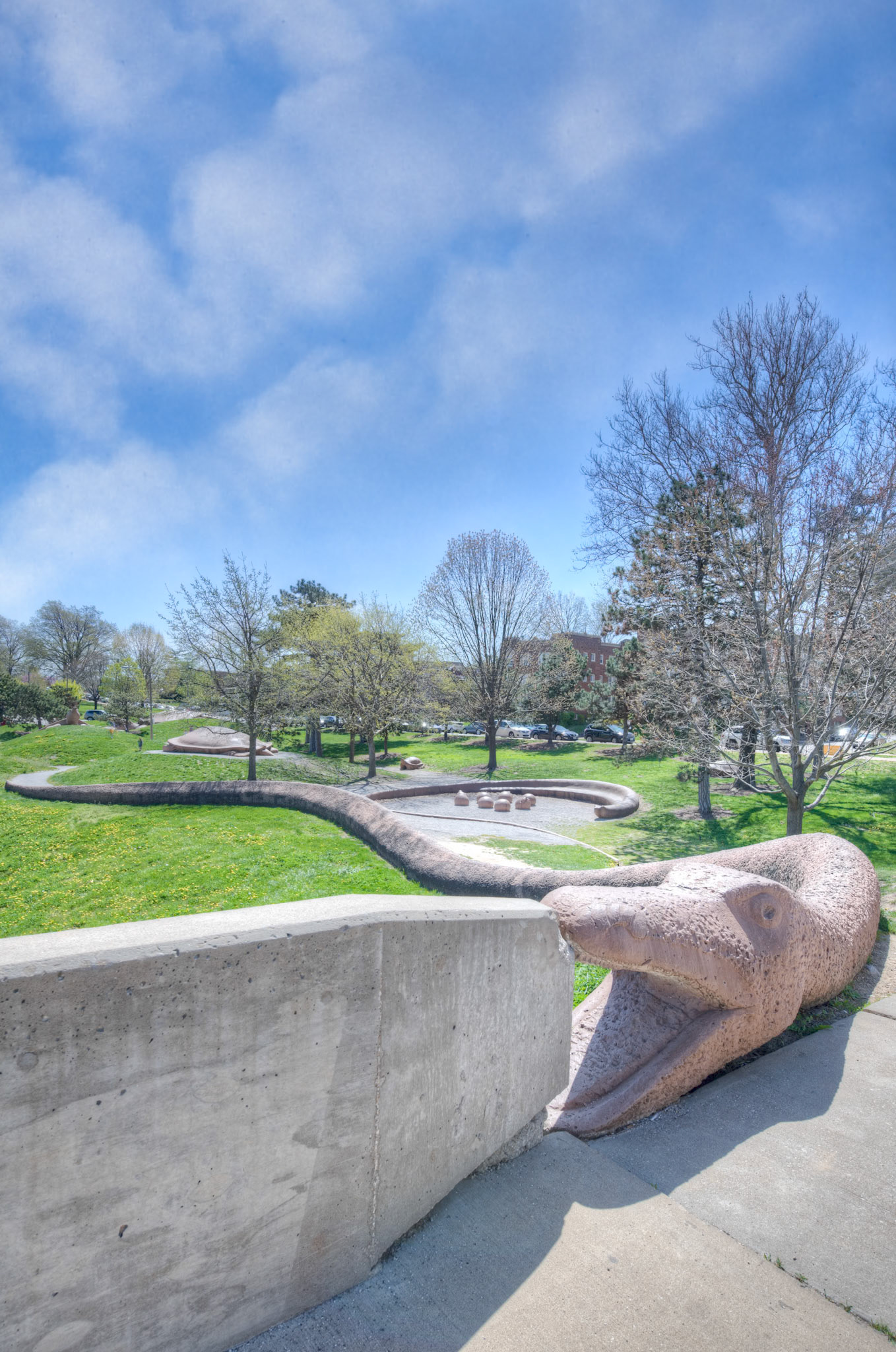 Turtle Park, also called Turtle Playground, is a sculpture park located on the southern edge of Forest Park in St Louis. It sits just across Interstate 64, and is accessible by car or pedestrian bridge, just outside the zoo grounds.