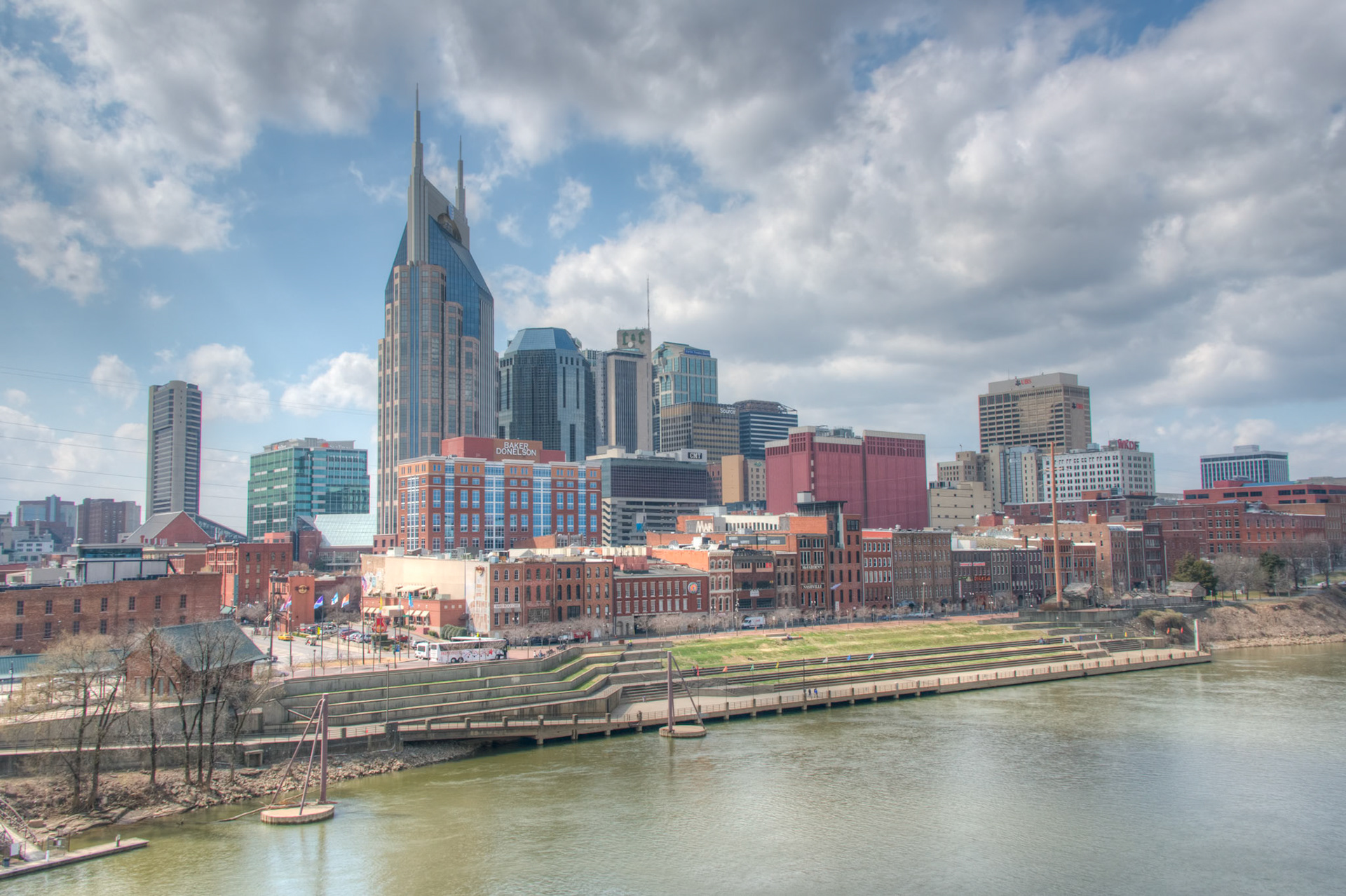 View from the John Seigenthaler Pedestrian Bridge, formerly the Shelby Street Pedestrian Bridge