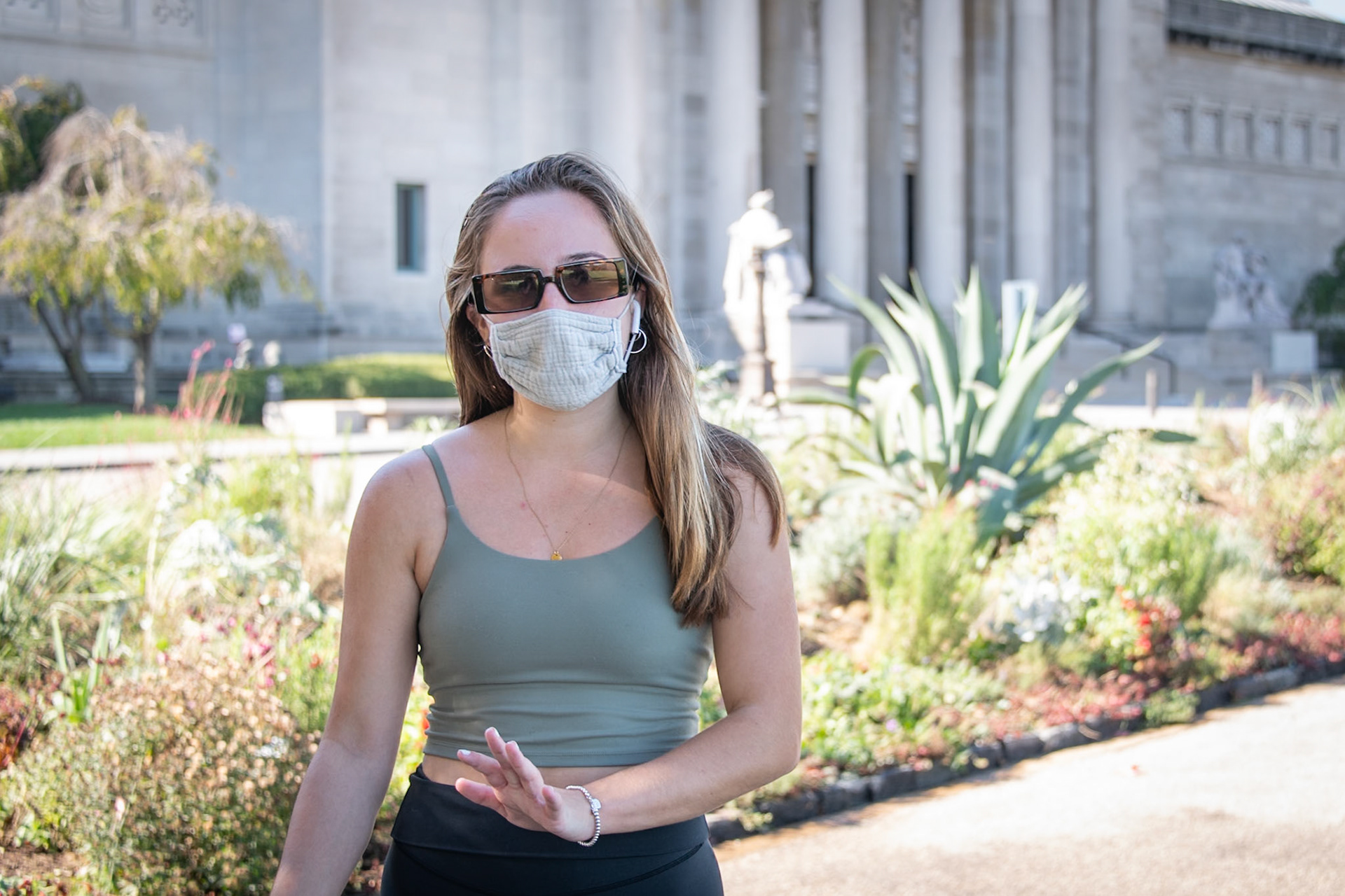 Q: How do you feel about wearing face masks?  A: I'm used to it. I lived in New York City until last March. We wore them everywhere, so it's OK.   Q: How would you compare St. Louis to New York City, in how people are responding?   A: I was nervous about coming to St. Louis initially, but it's been OK. In NYC, we wore masks everywhere and kept them on from the minute we stepped out the door. In apartment buildings, we put them on the second we stepped into the hallway. We wore them inside, outside, everywhere. In St. Louis, people are wearing them, but it's more relaxed.   Q: How do you feel about that? Do you have a preference?   A: Both work. I probably prefer the more strict approach, but I'm not concerned in St. Louis..