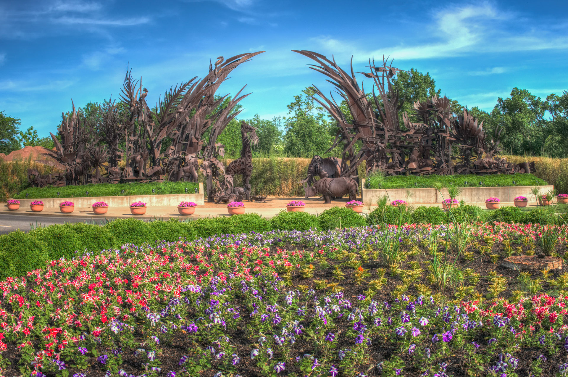 Animal Always Sculpture: At the entrance to Forest Park (off of Hampton Avenue), visitors find the Animals Always sculpture. Measuring 130 feet long, 36 feet high and containing 100 tons of steel, it is the largest sculpture at any public zoo in the United States.