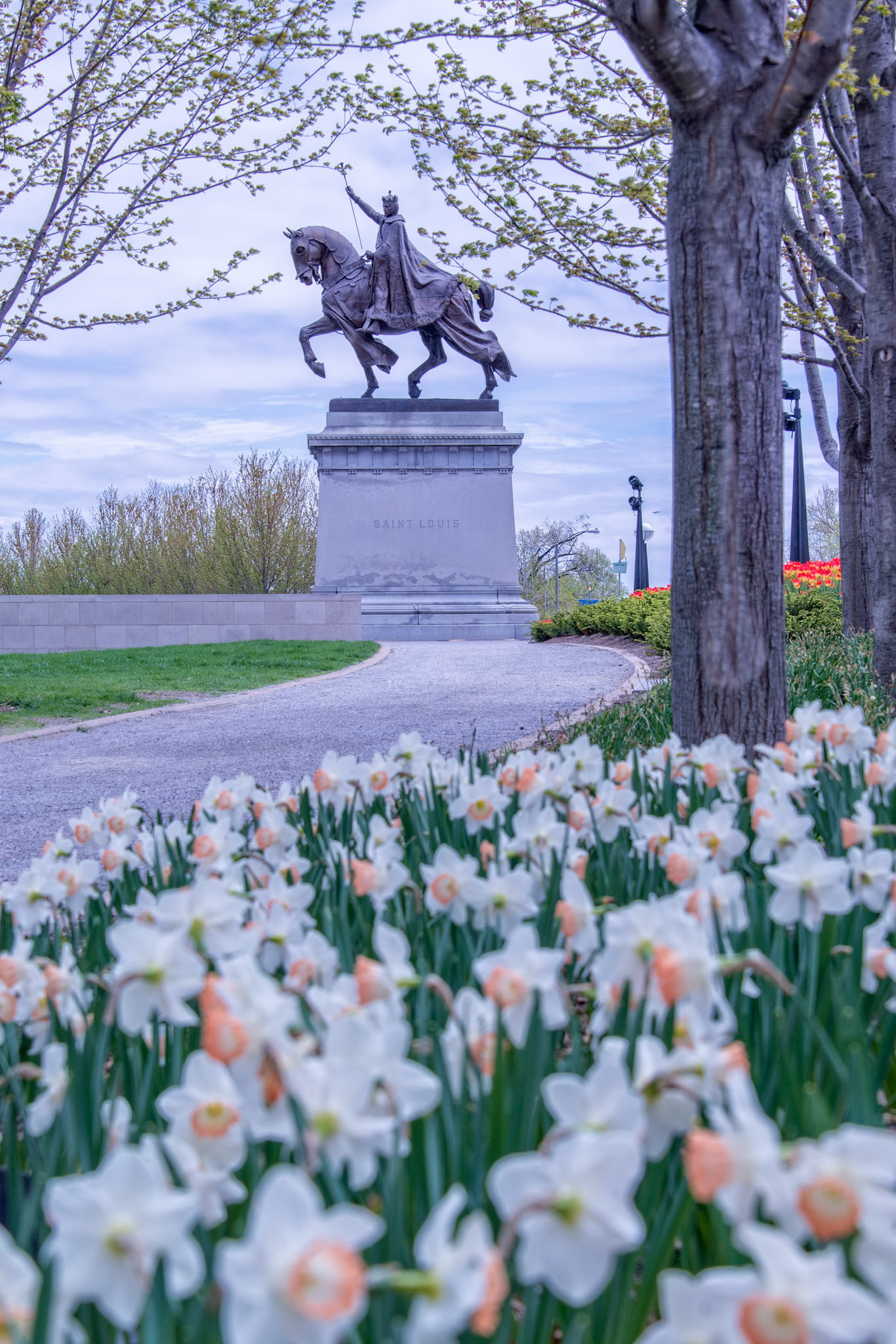 Apotheosis of St. Louis sits in front of the St Louis Art Museum in Forest Park. The statue memorializes King Louis IX of France, the namesake of St. Louis, Missouri. Prior to the completion of the Gateway Arch, the statue was the principal symbol of the city. It has served in the iconography of St. Louis for more than a century.
