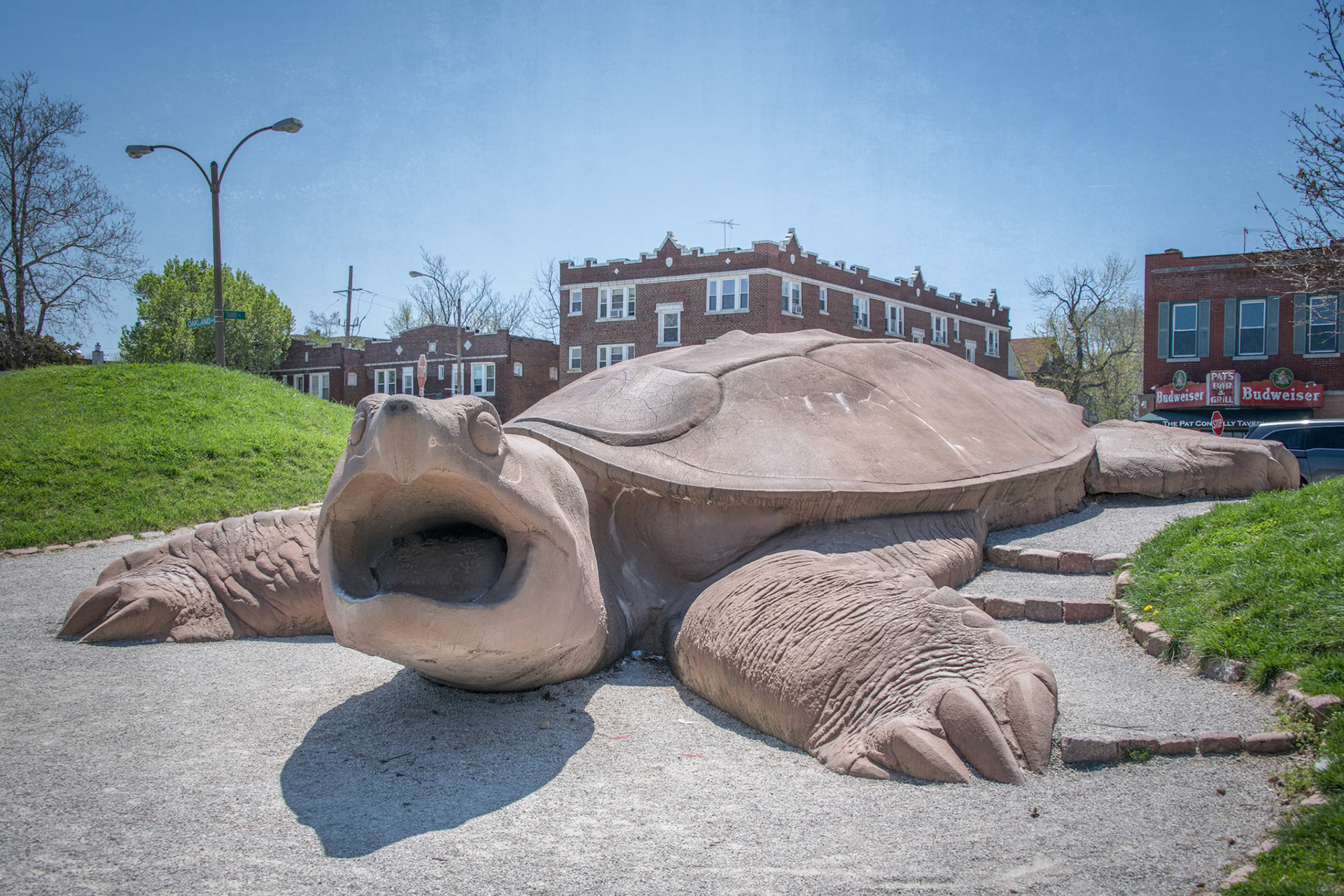 Turtle Park, also called Turtle Playground, is a sculpture park located on the southern edge of Forest Park in St Louis. It sits just across Interstate 64, and is accessible by car or pedestrian bridge, just outside the zoo grounds.