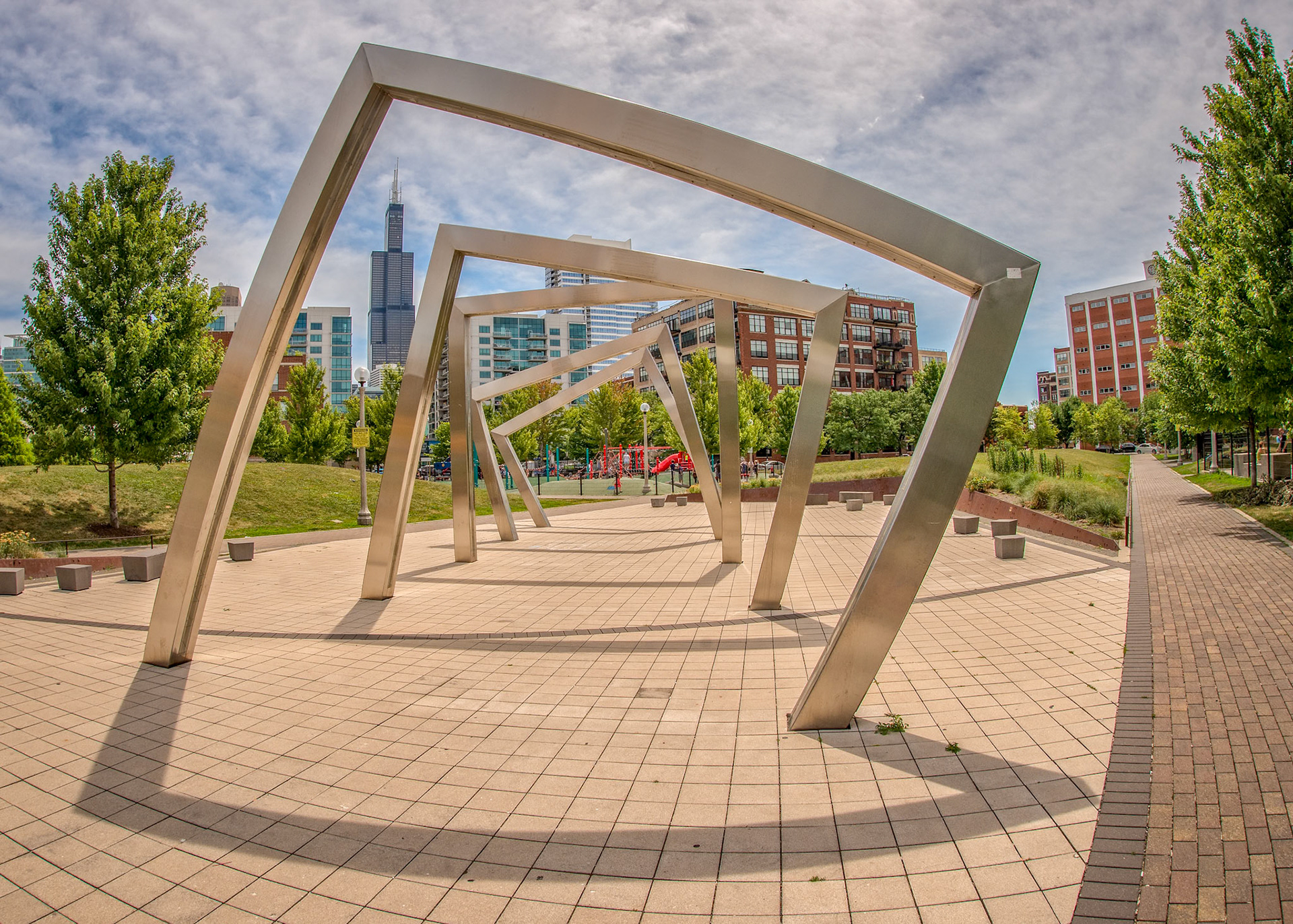"Turning Squares" sculpture in Mary Bartelme Park; Chicago, IL