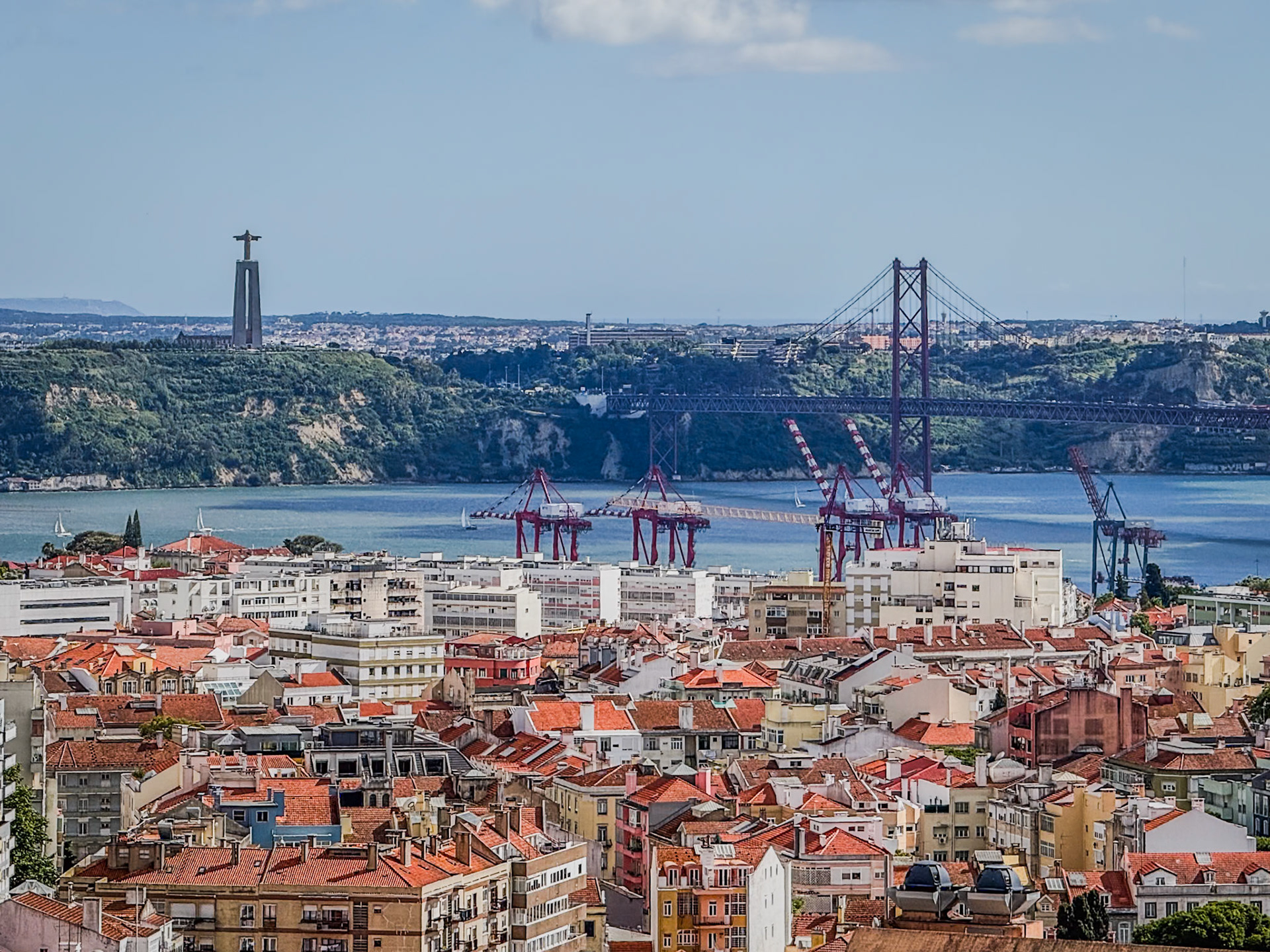 Lisboa City and Tagus River View