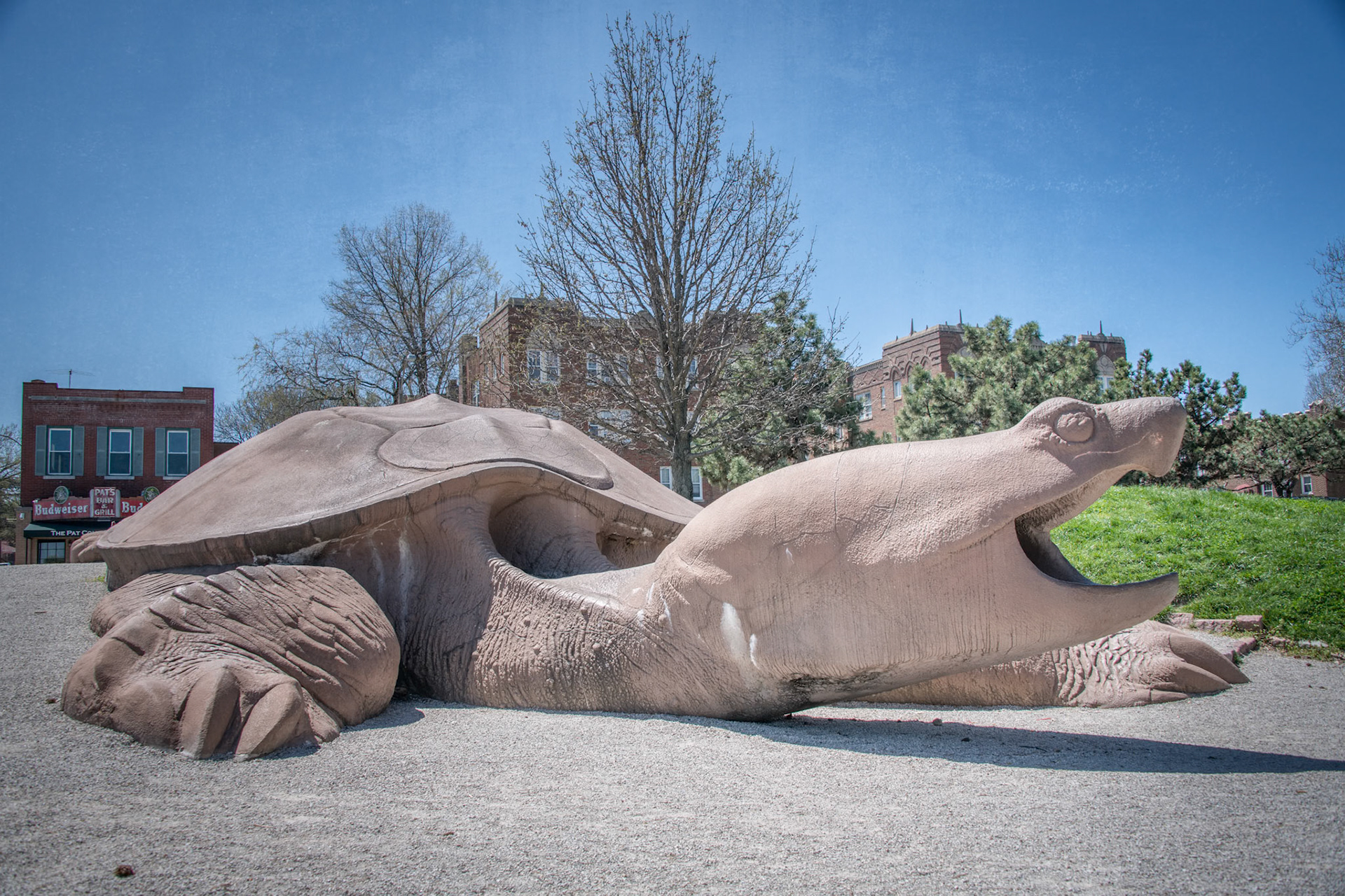 Turtle Park, also called Turtle Playground, is a sculpture park located on the southern edge of Forest Park in St Louis. It sits just across Interstate 64, and is accessible by car or pedestrian bridge, just outside the zoo grounds.