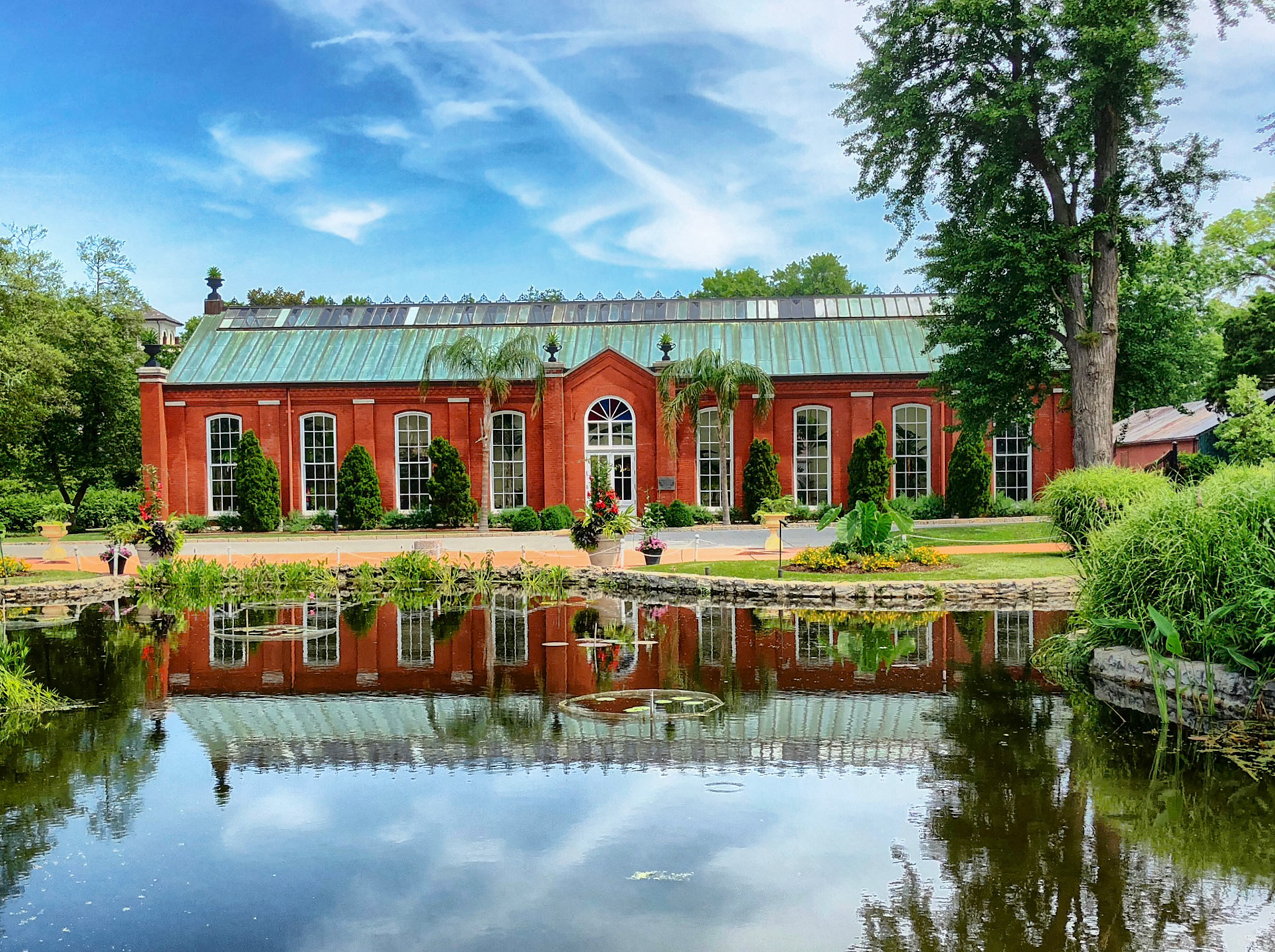 Piper Palm House and its Reflection; Tower Grove Park, St Louis