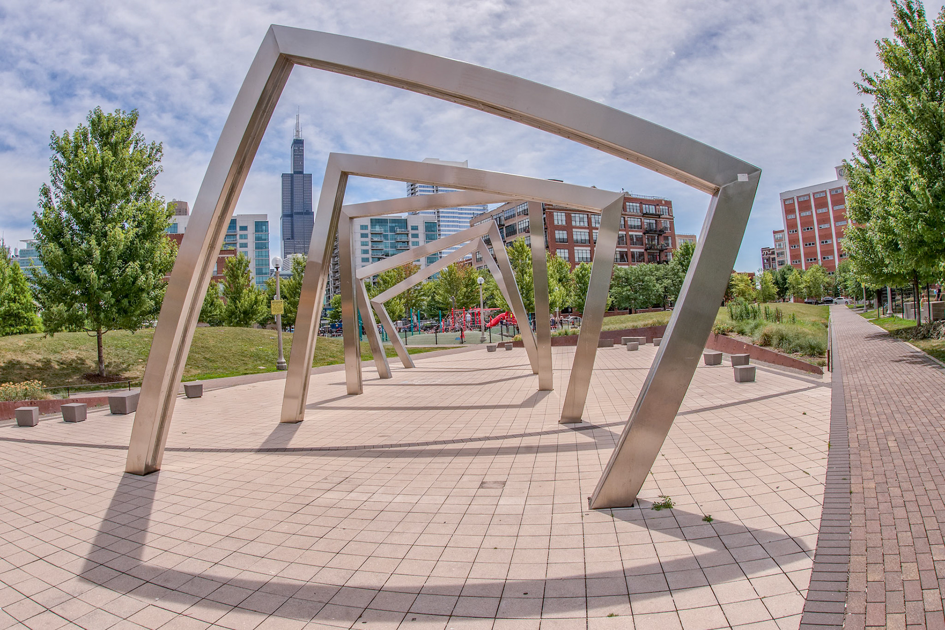 "Turning Squares" sculpture in Mary Bartelme Park; Chicago, IL
