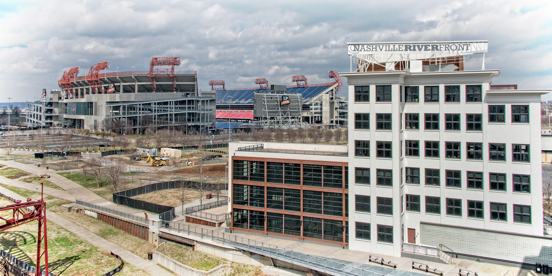 View from the John Seigenthaler Pedestrian Bridge, formerly the Shelby Street Pedestrian Bridge
